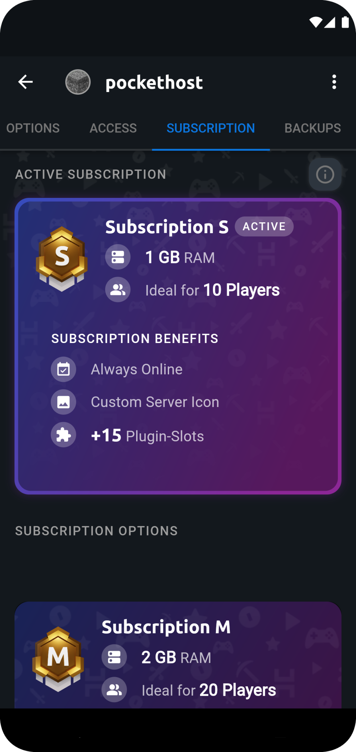 اسکرین شات 6 برنامه Pockethost: Game Server