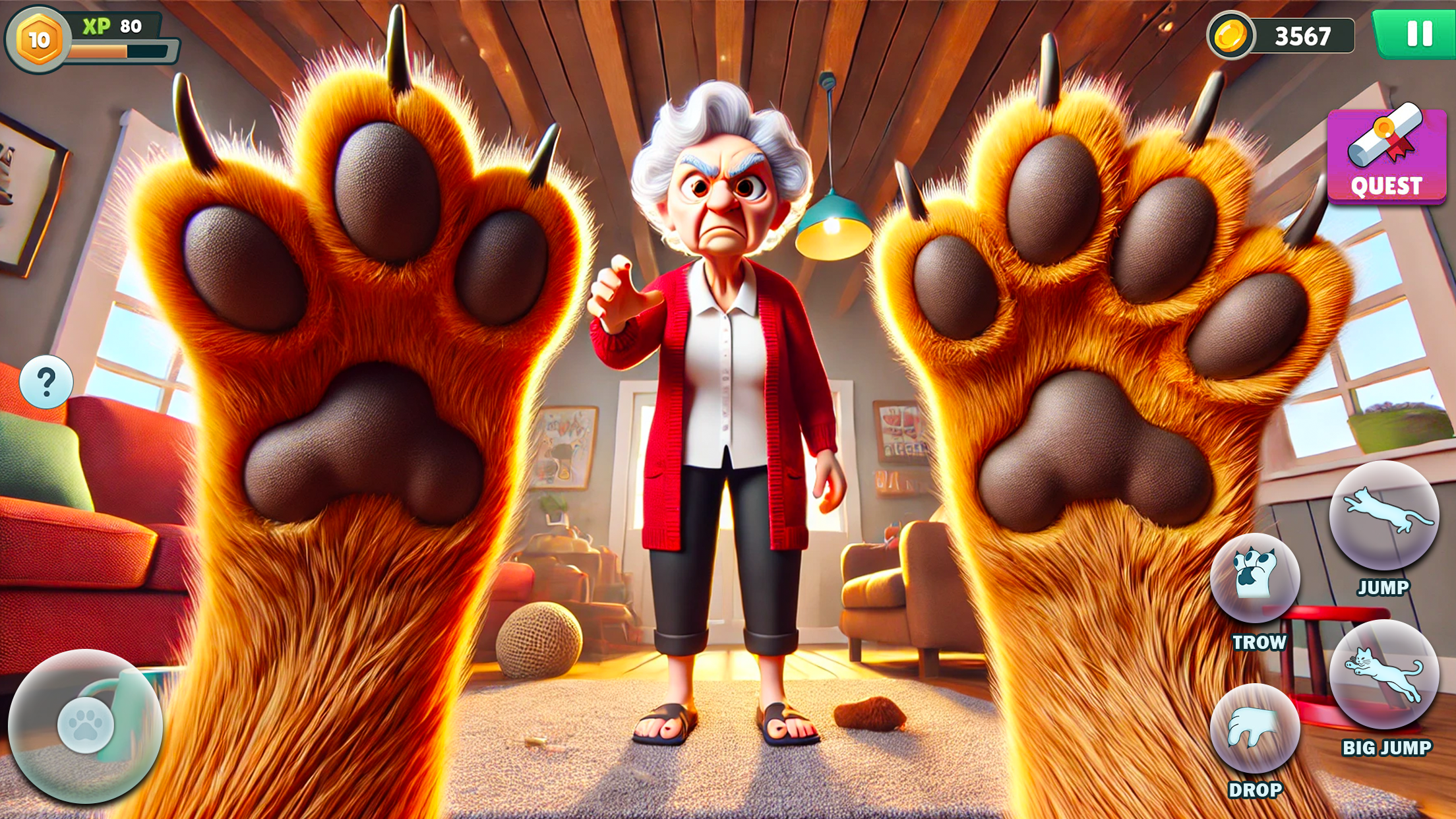 اسکرین شات 4 برنامه Bad Cat Chaos: Prank Gran Sim