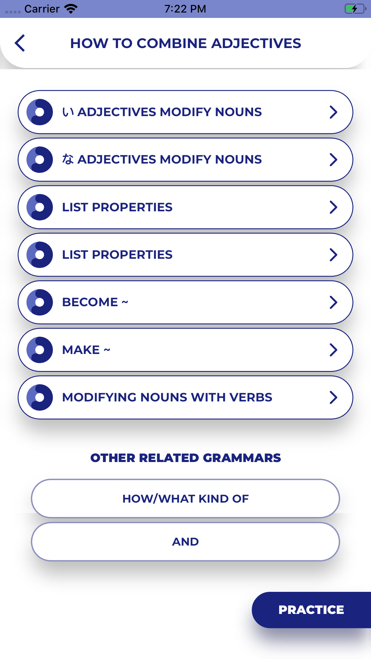 اسکرین شات 2 برنامه Japanese Grammar