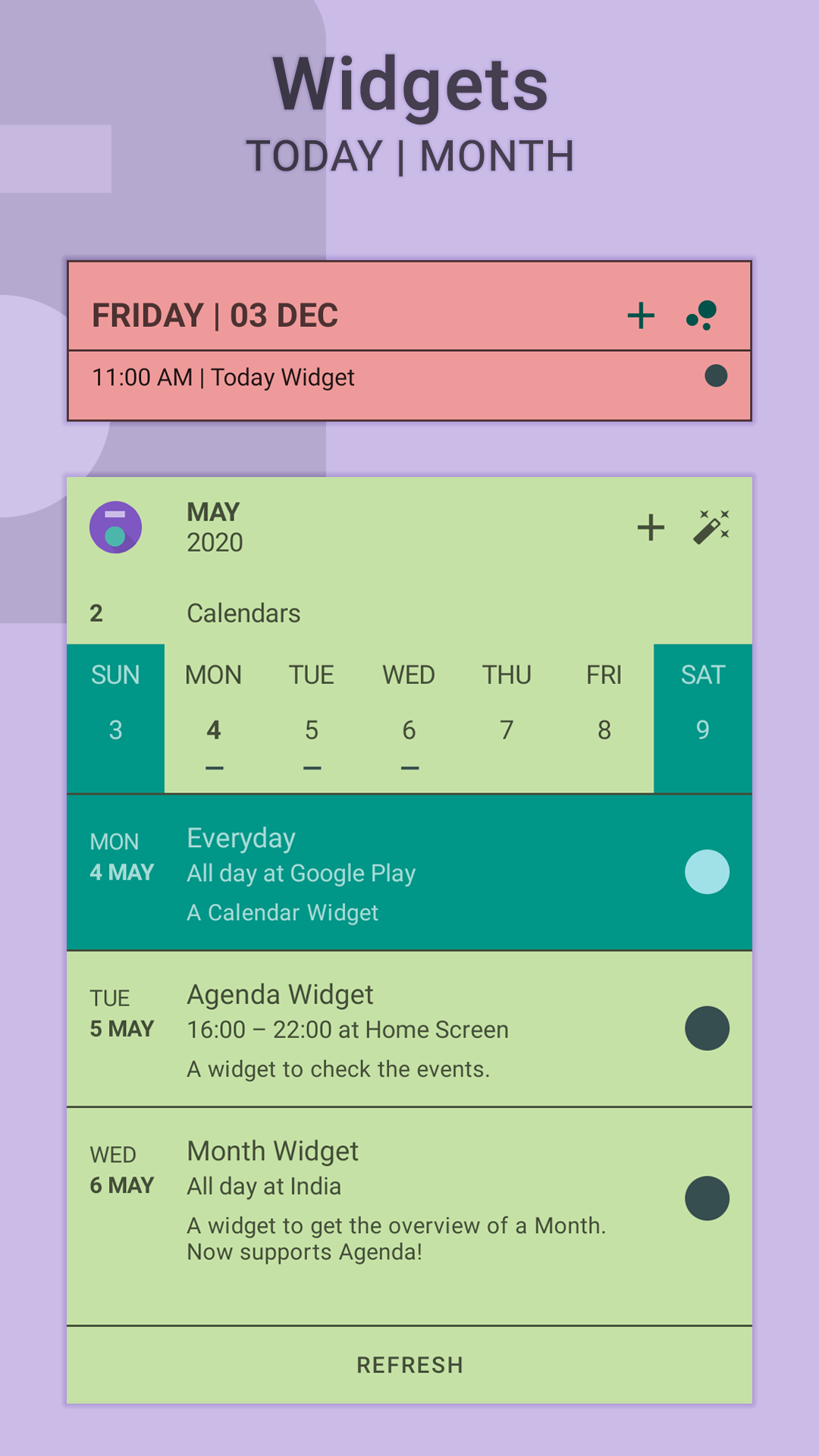 اسکرین شات 4 برنامه Everyday | Calendar Widget