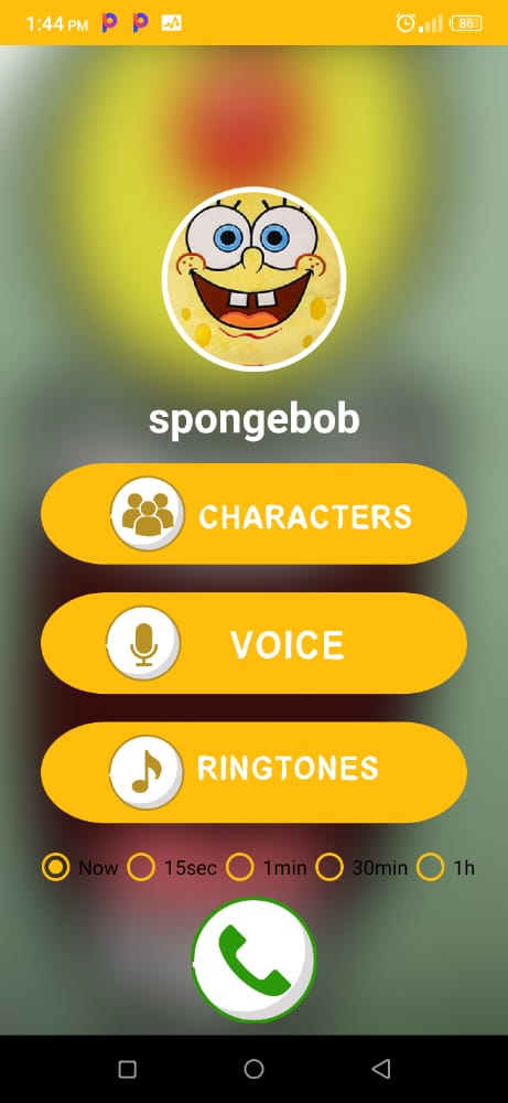 اسکرین شات 1 برنامه sponge fake call bob