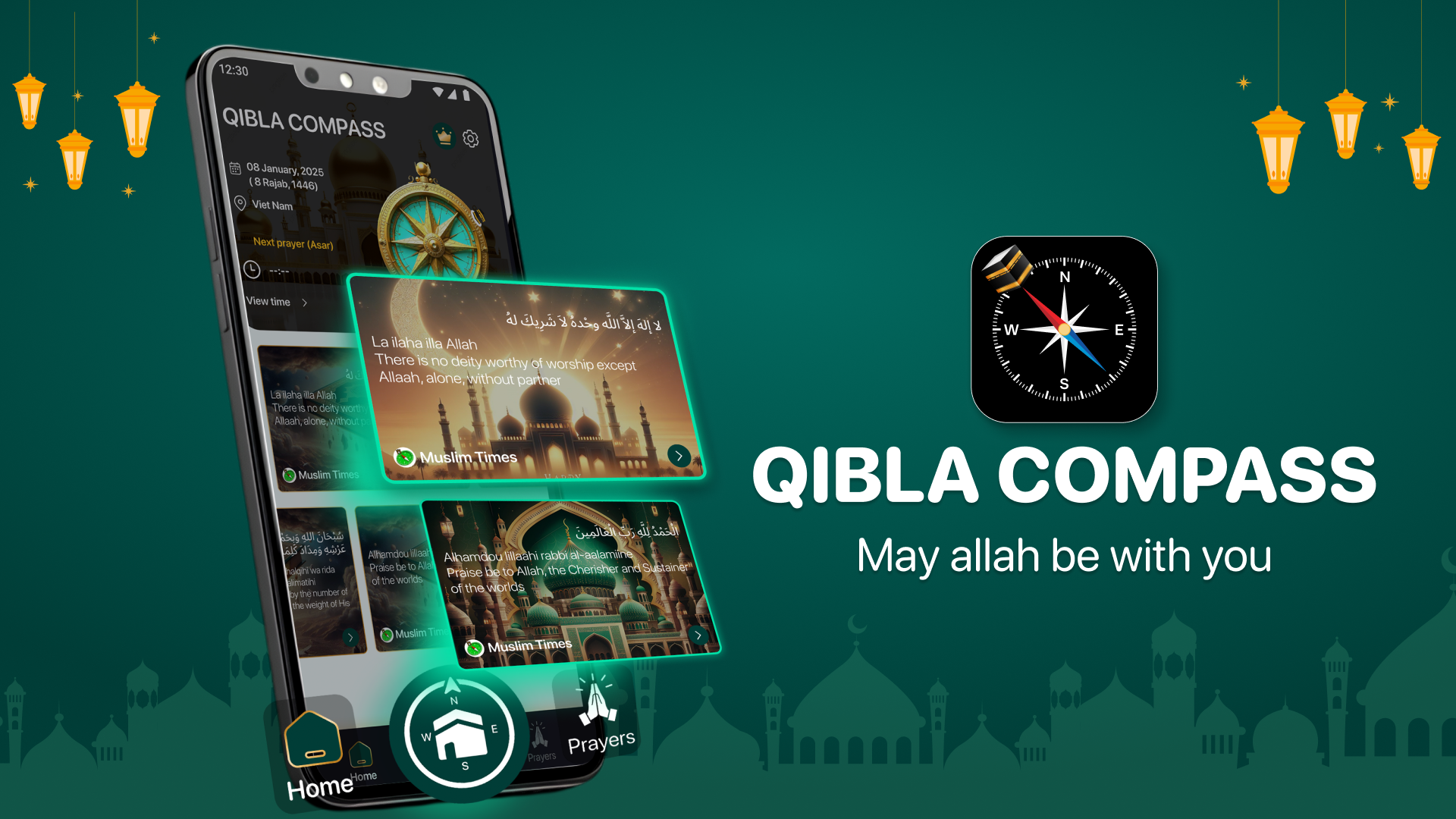 اسکرین شات 1 برنامه Muslim Times - Qibla Compass