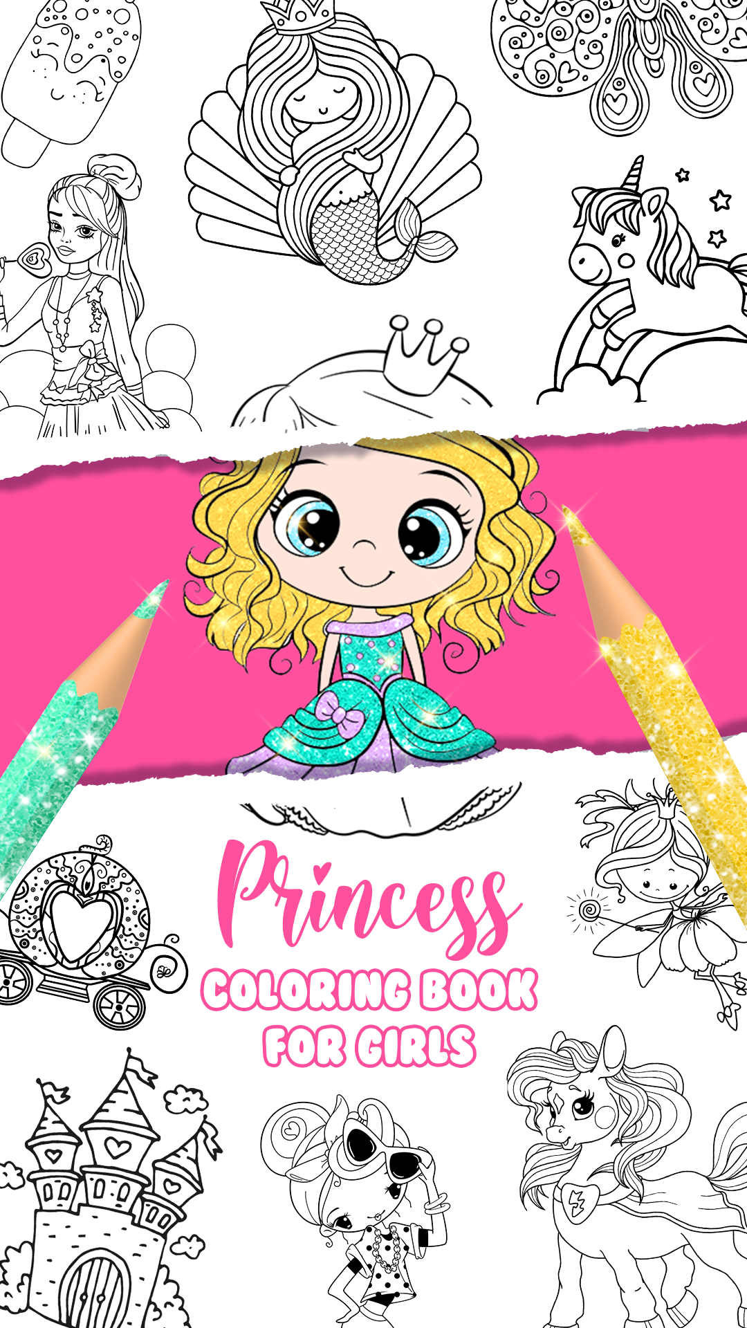 اسکرین شات 6 برنامه Princess Coloring Girl Game