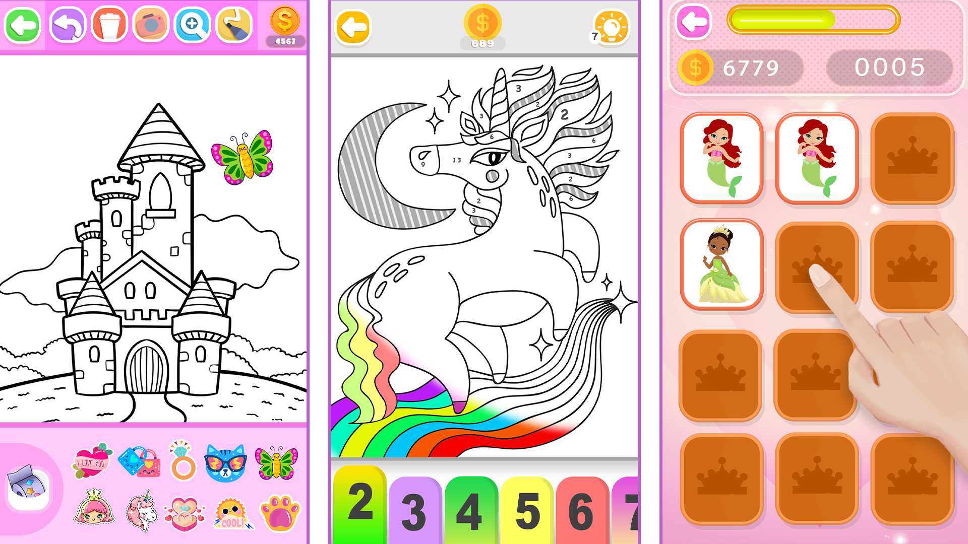 اسکرین شات 7 برنامه Princess Coloring Book Glitter