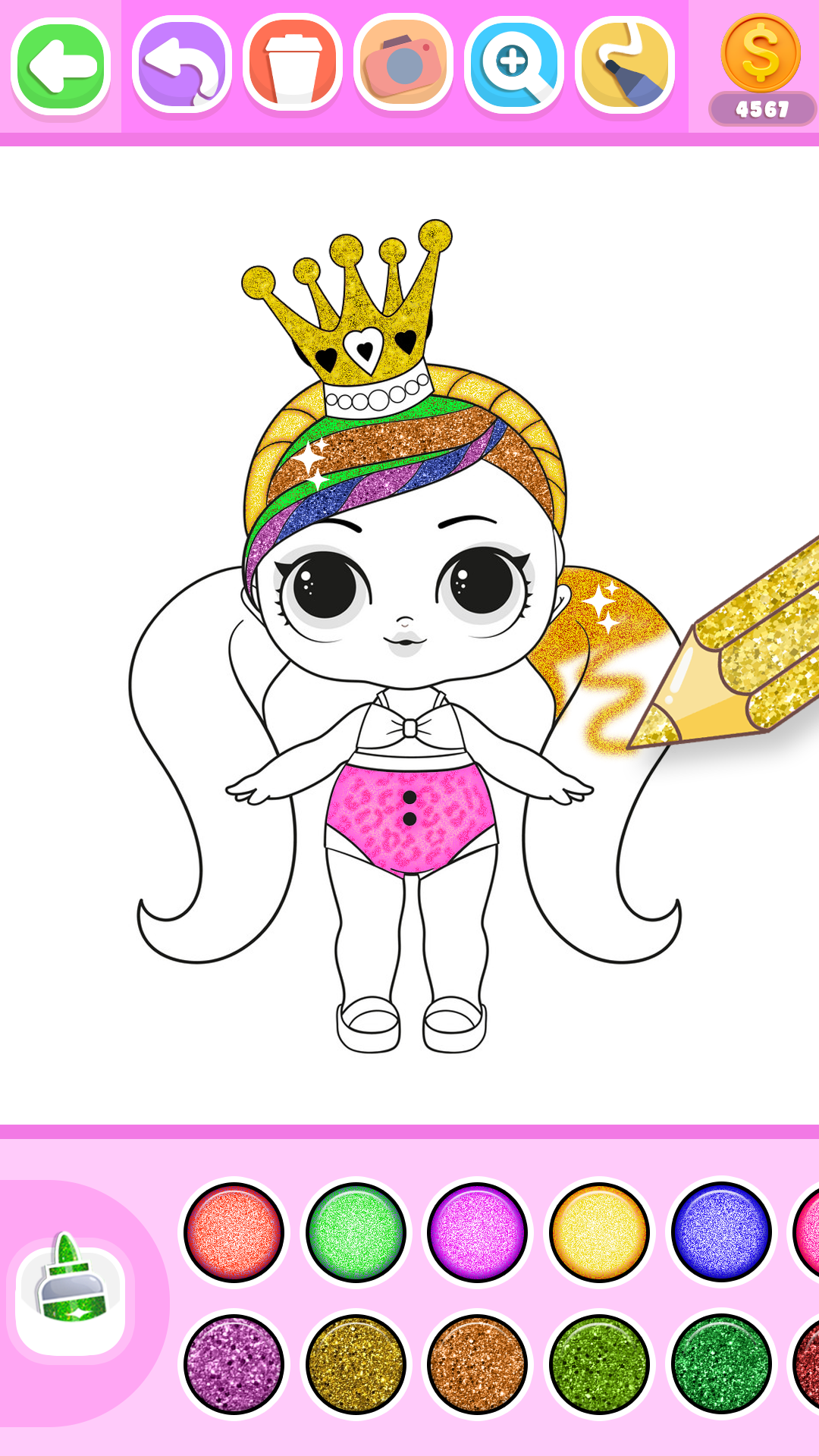 اسکرین شات 2 برنامه Princess Coloring Book Glitter