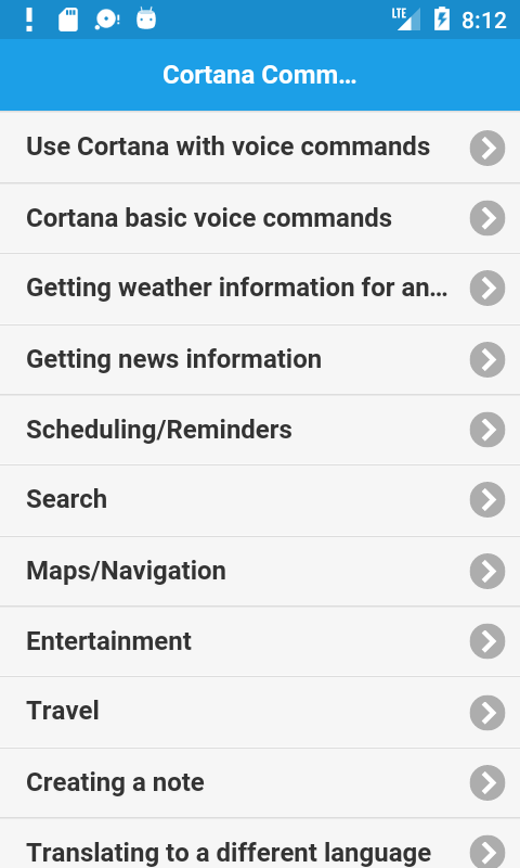 اسکرین شات 1 برنامه Voice Commands for Cortana