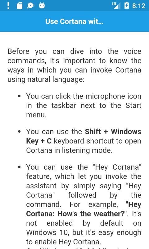 اسکرین شات 2 برنامه Voice Commands for Cortana