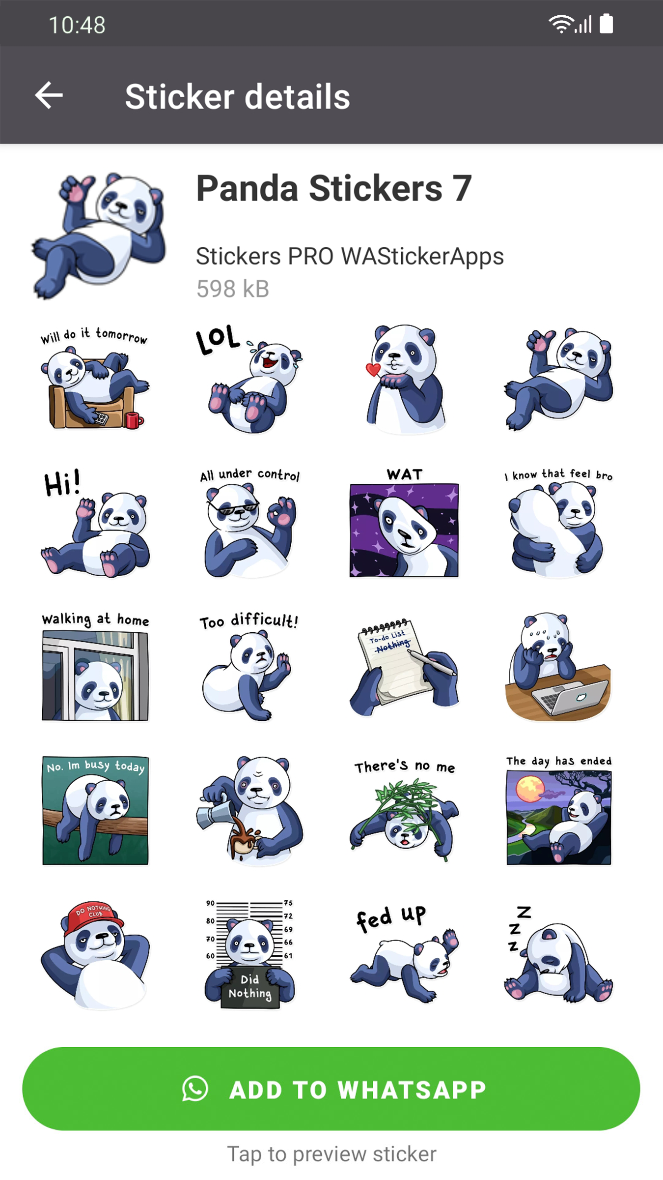 اسکرین شات 6 برنامه Funny Panda Stickers WASticker
