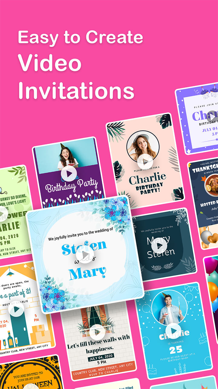 اسکرین شات 1 برنامه Video Invitation Maker PartyZa