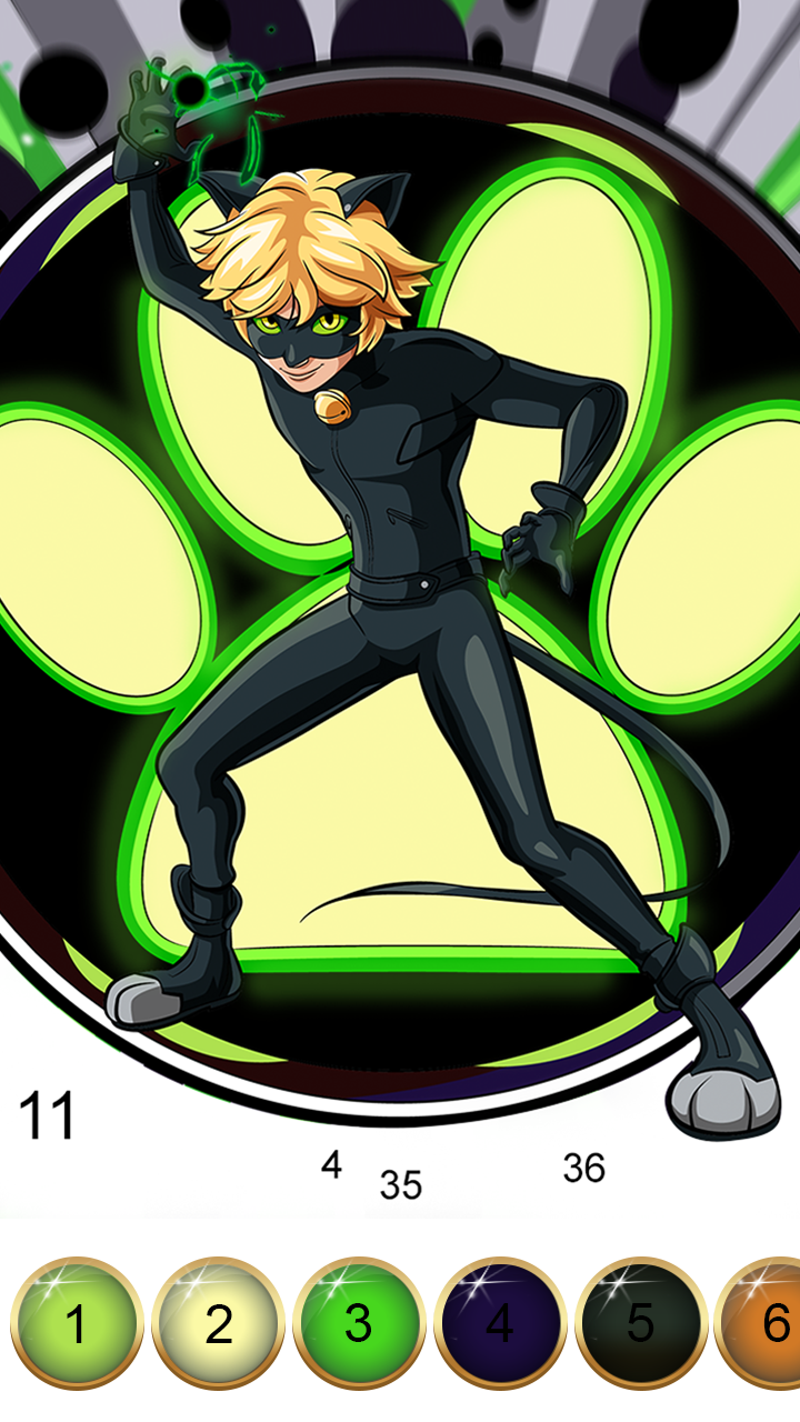 اسکرین شات 3 بازی Miraculous Ladybug & Cat Noir. Color by number