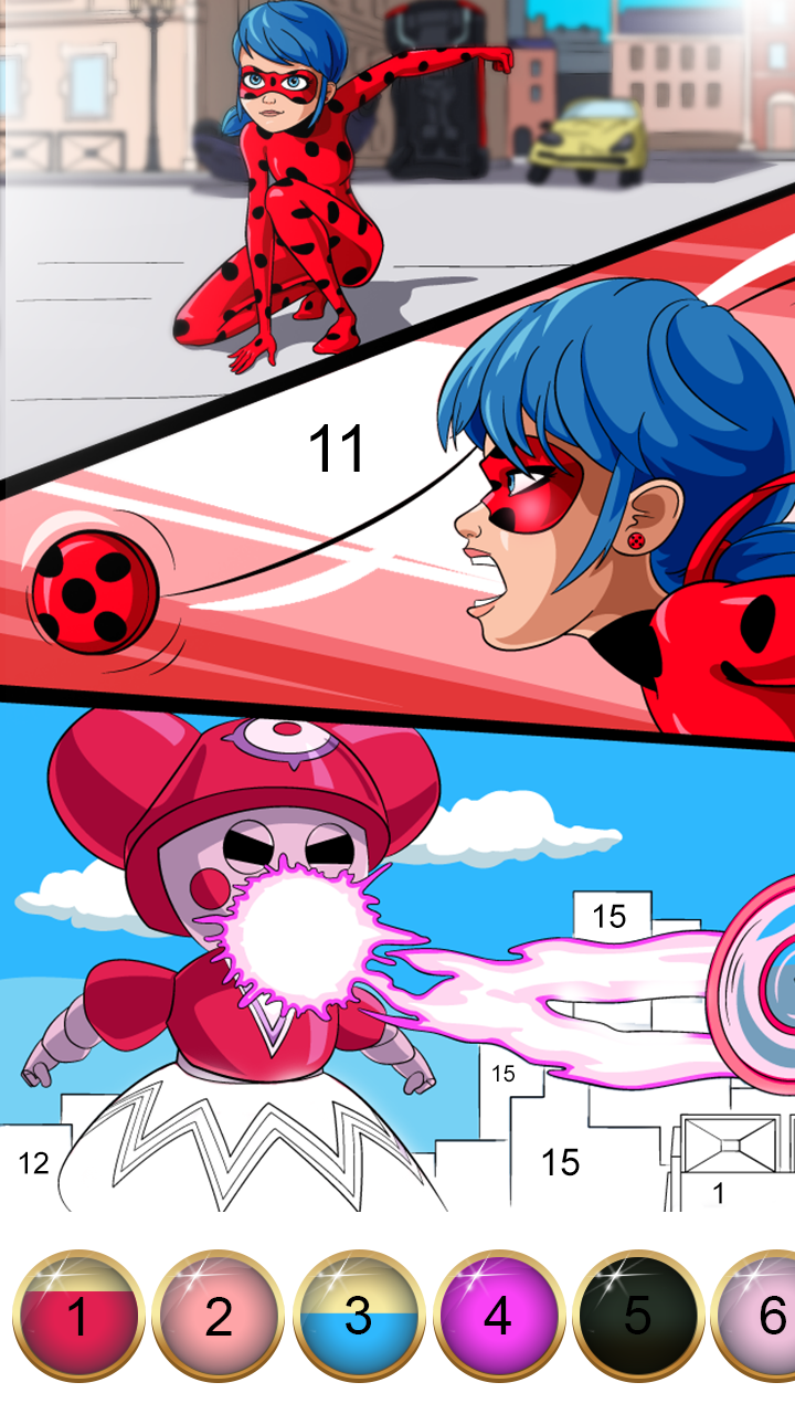 اسکرین شات 6 بازی Miraculous Ladybug & Cat Noir. Color by number