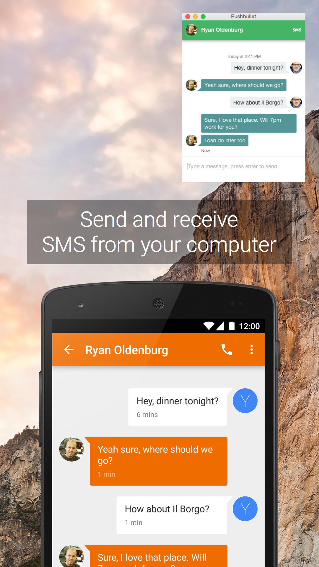 اسکرین شات 2 برنامه Pushbullet: SMS on PC and more