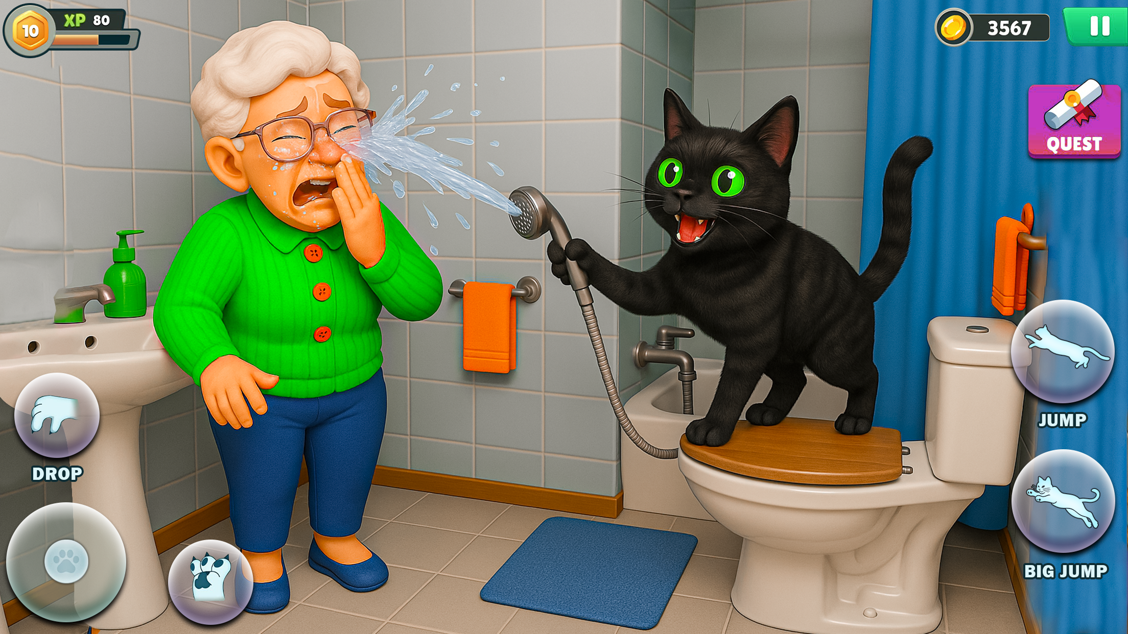 اسکرین شات 1 بازی Kitty vs Granny Prank Battle