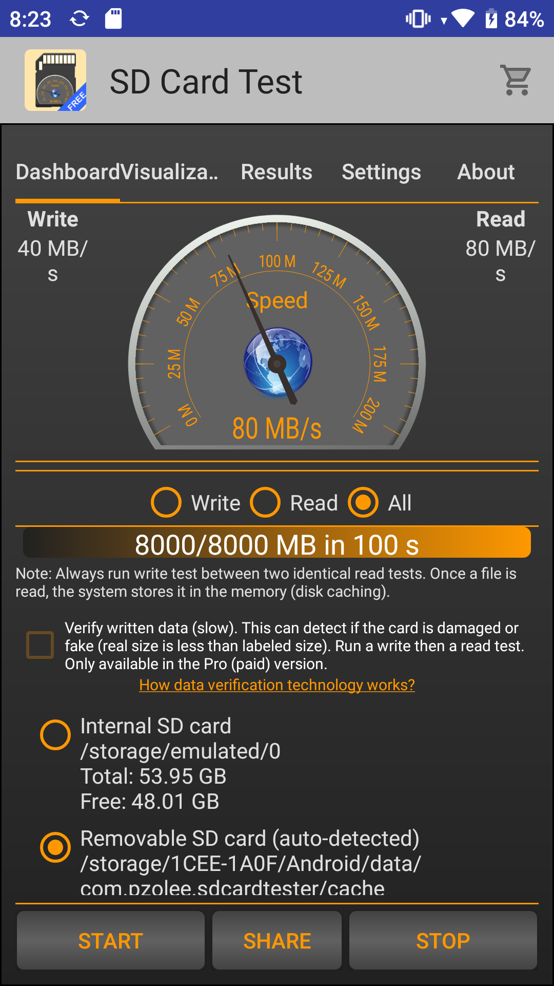 اسکرین شات 1 برنامه SD Card Test