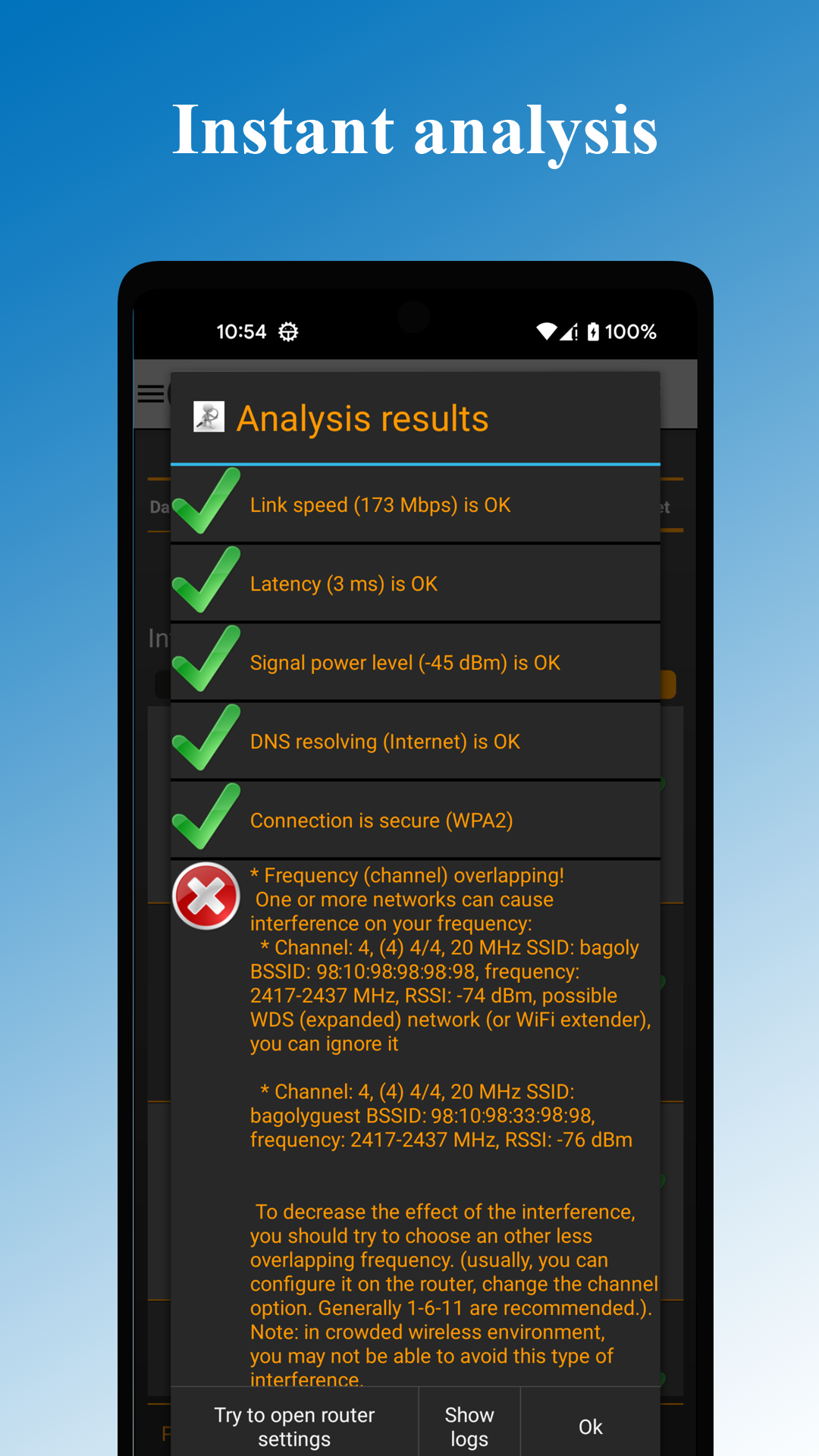 اسکرین شات 4 برنامه WiFi Analyzer: Network Scanner