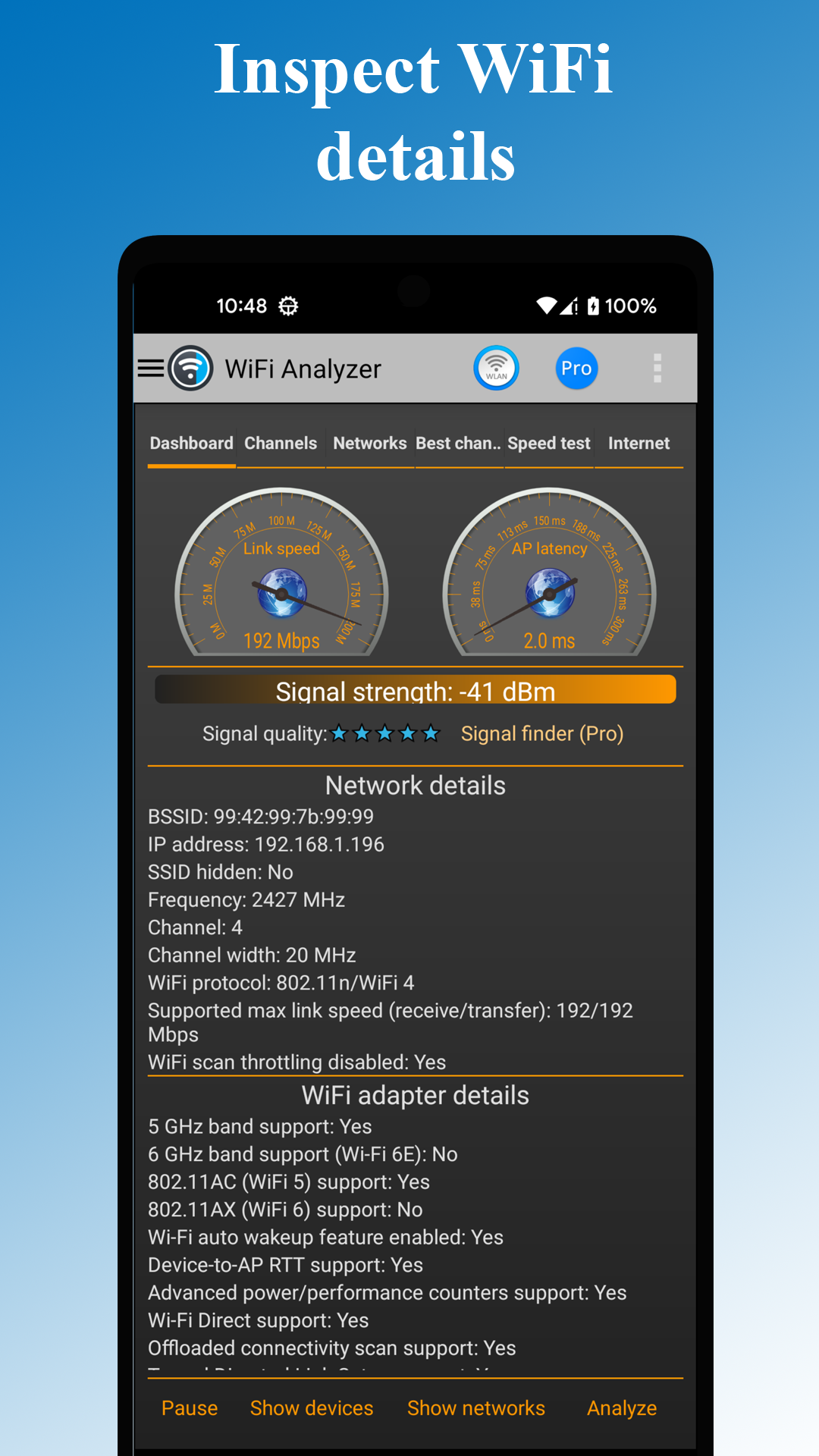 اسکرین شات 2 برنامه WiFi Analyzer: Network Scanner