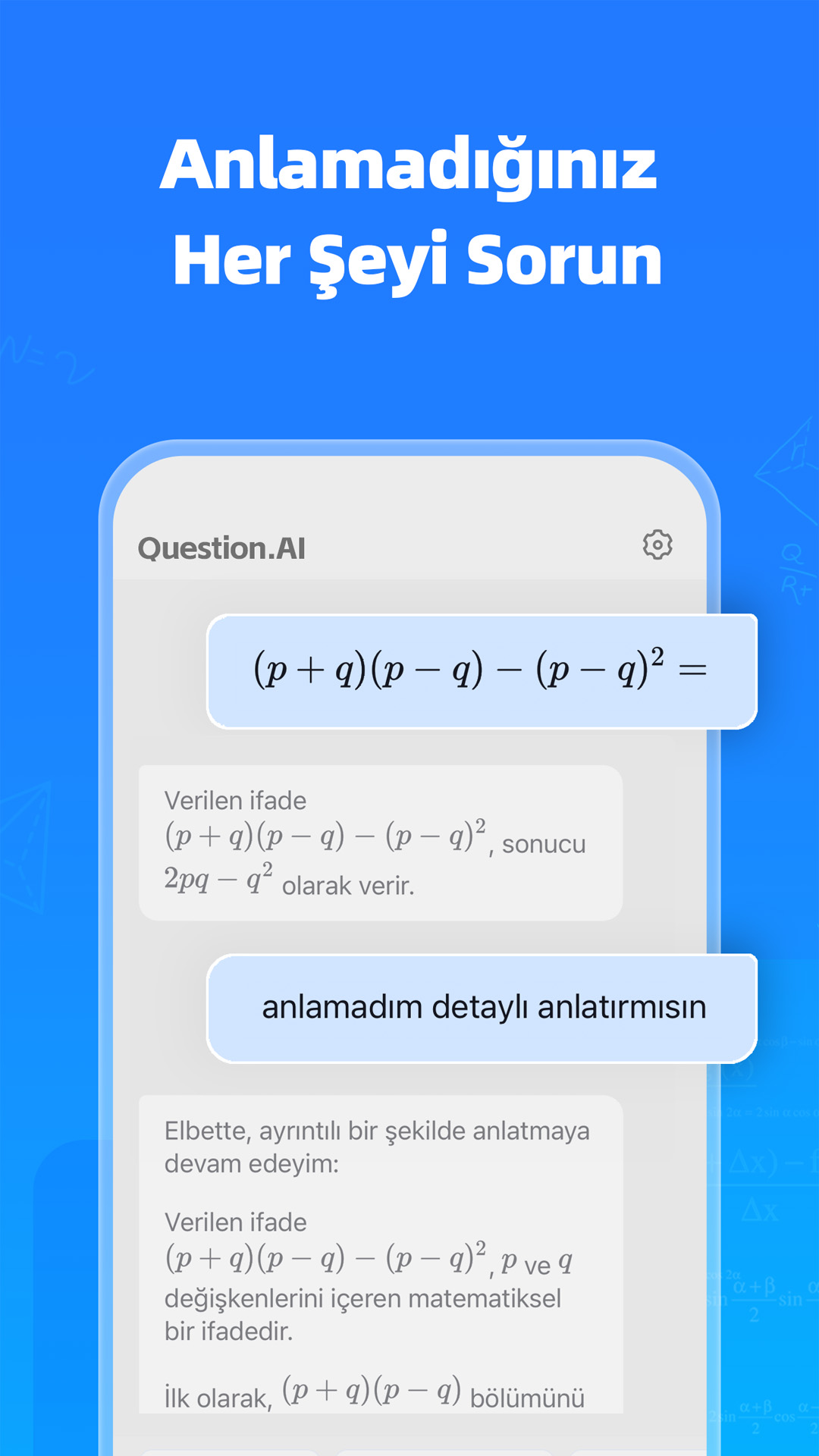 اسکرین شات 5 برنامه Question.AI: Matematik Çözücü