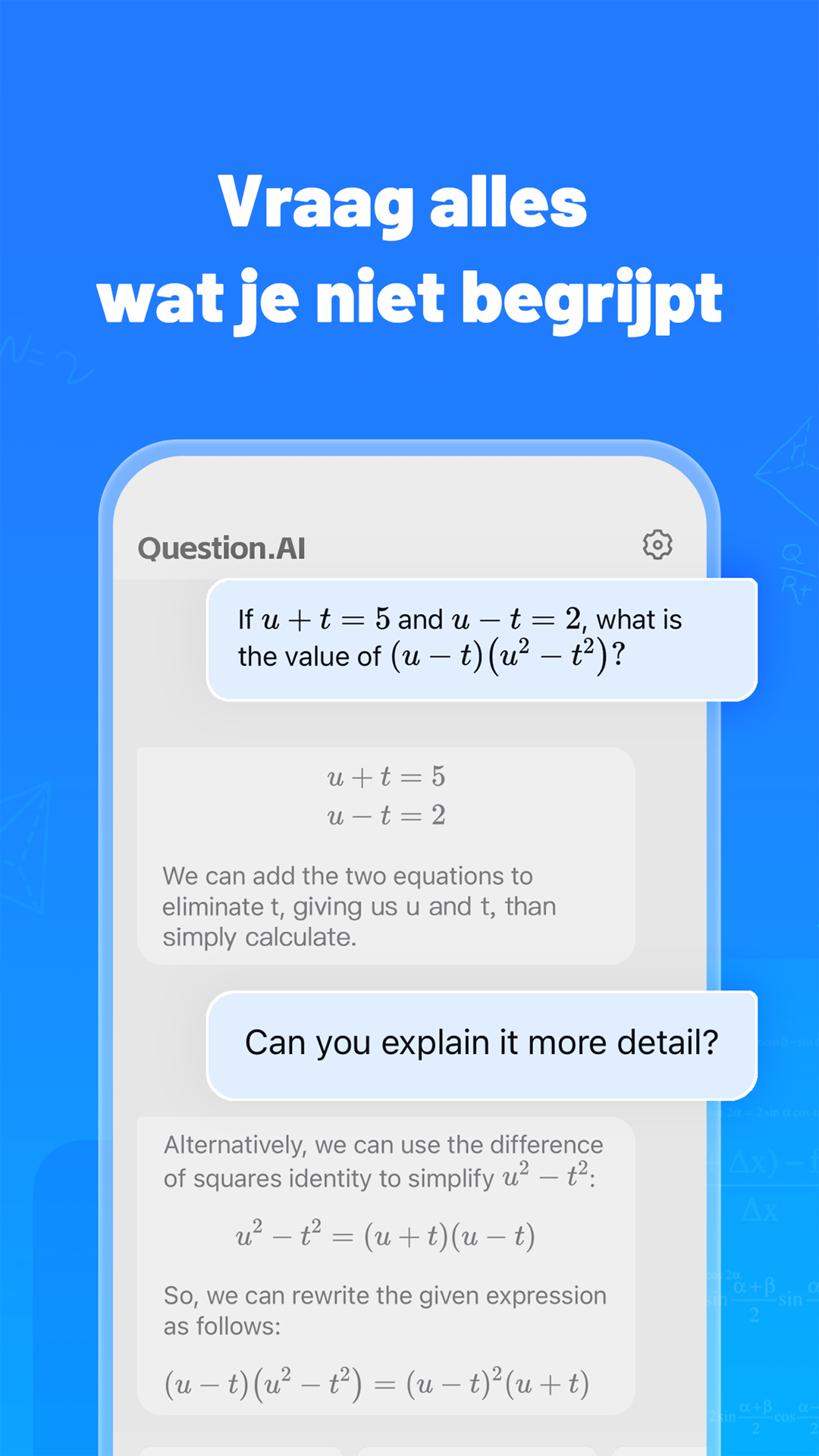 اسکرین شات 5 برنامه Question.AI：Wiskunde-oplosser