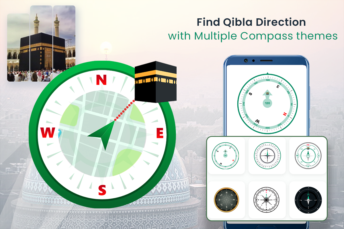 اسکرین شات 1 برنامه Qibla Direction - Qibla Finder