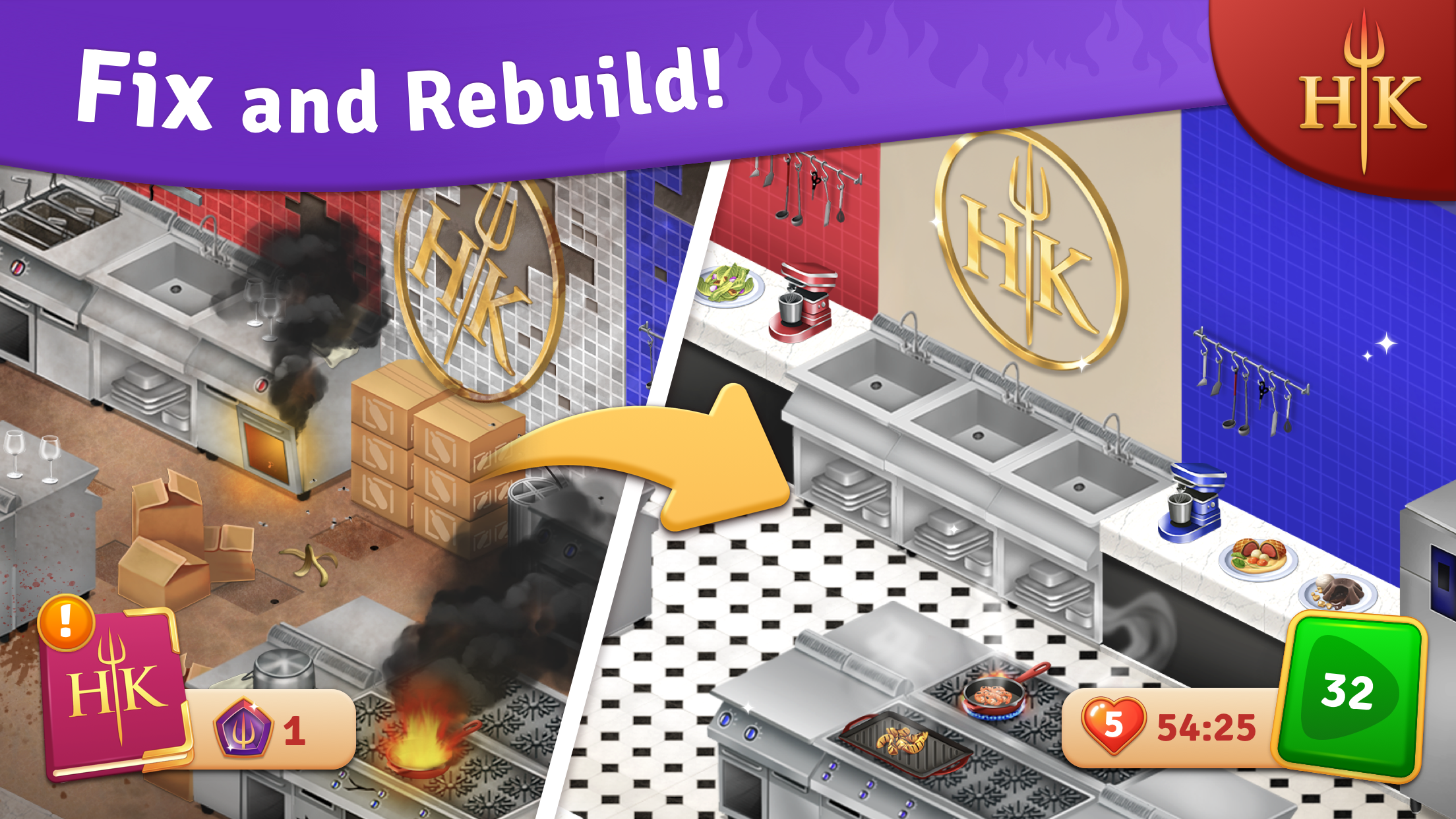 اسکرین شات 1 بازی Hell's Kitchen: Match & Design