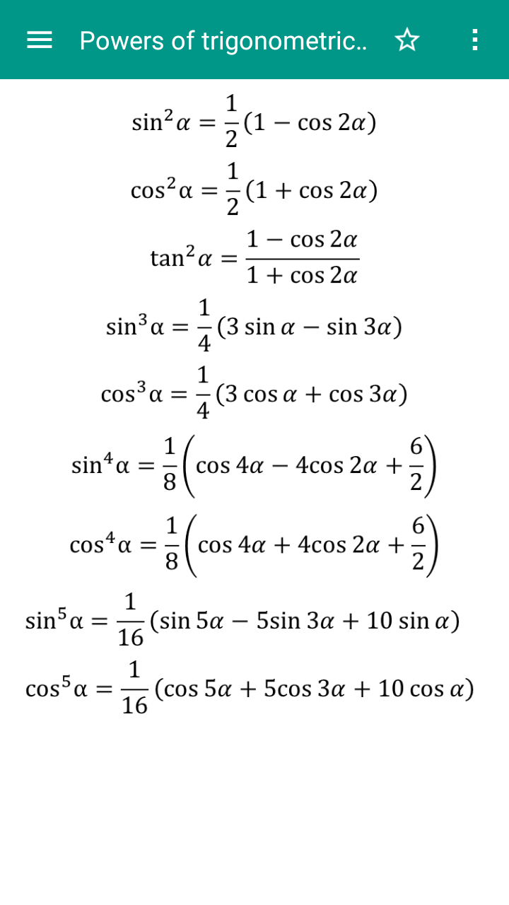 اسکرین شات 1 برنامه Math Formulas - Offline