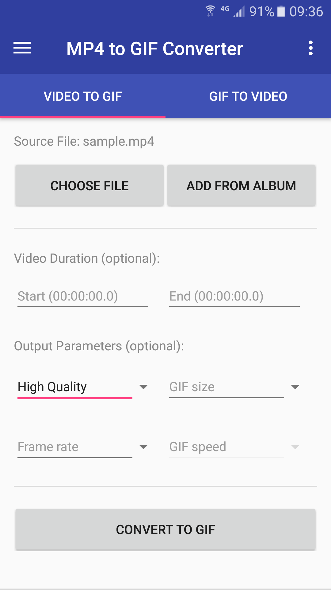 اسکرین شات 1 برنامه MP4 to GIF Converter