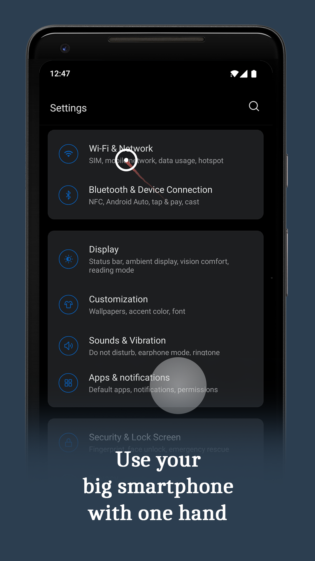 اسکرین شات 1 برنامه Quick Cursor: One-Handed mode