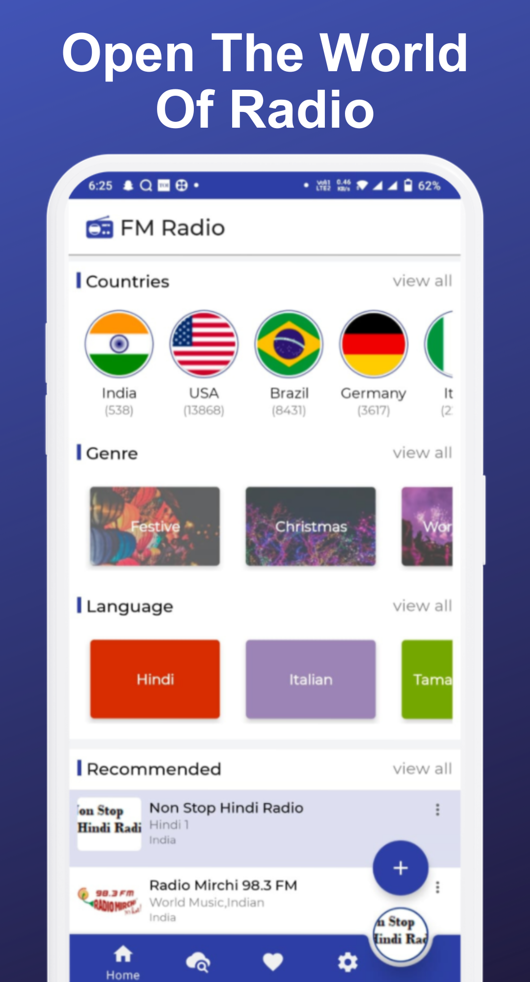 اسکرین شات 1 برنامه FM Radio: FM, Radio & Radio FM