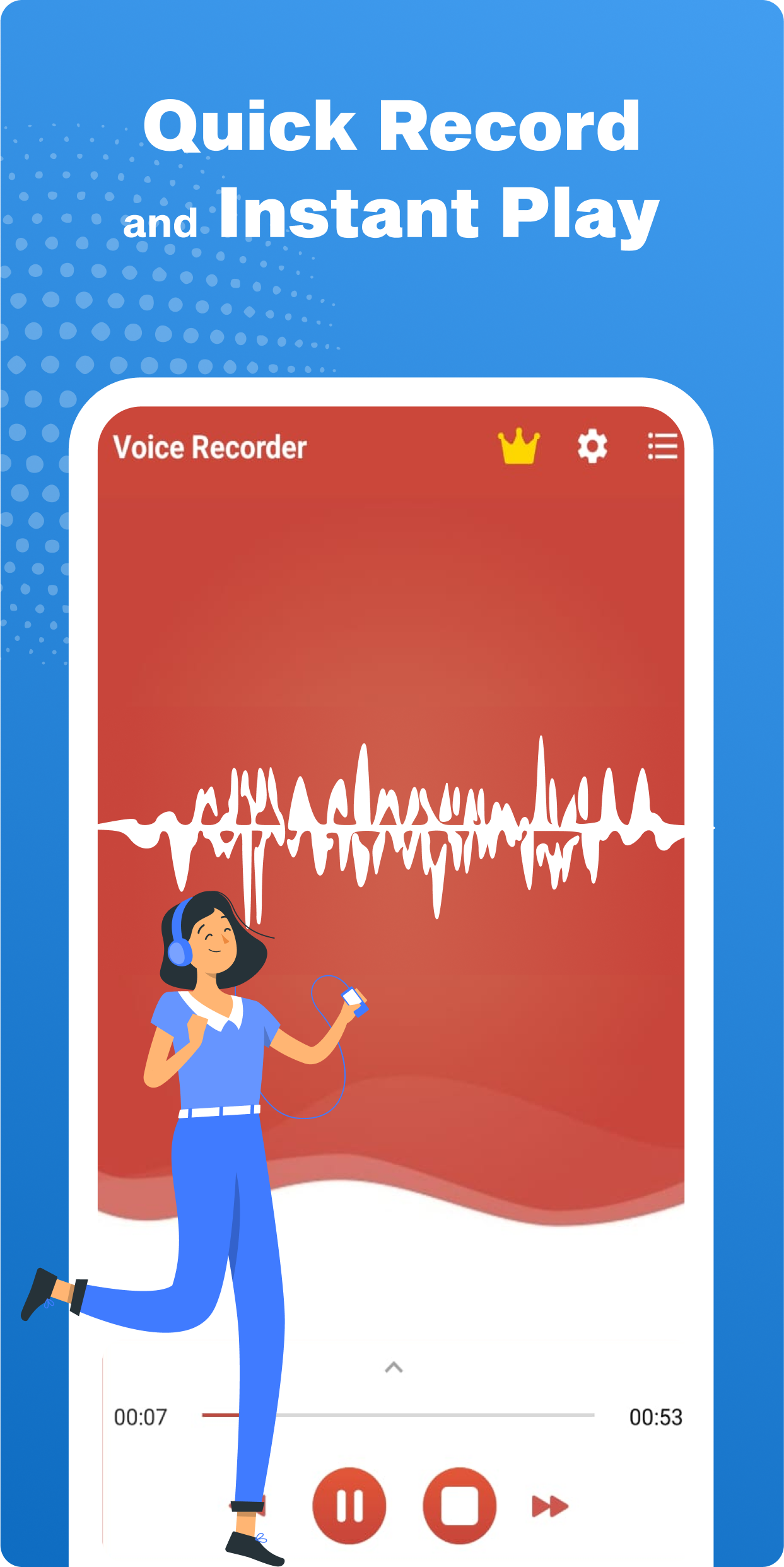 اسکرین شات 1 برنامه Voice Recorder : Recording App