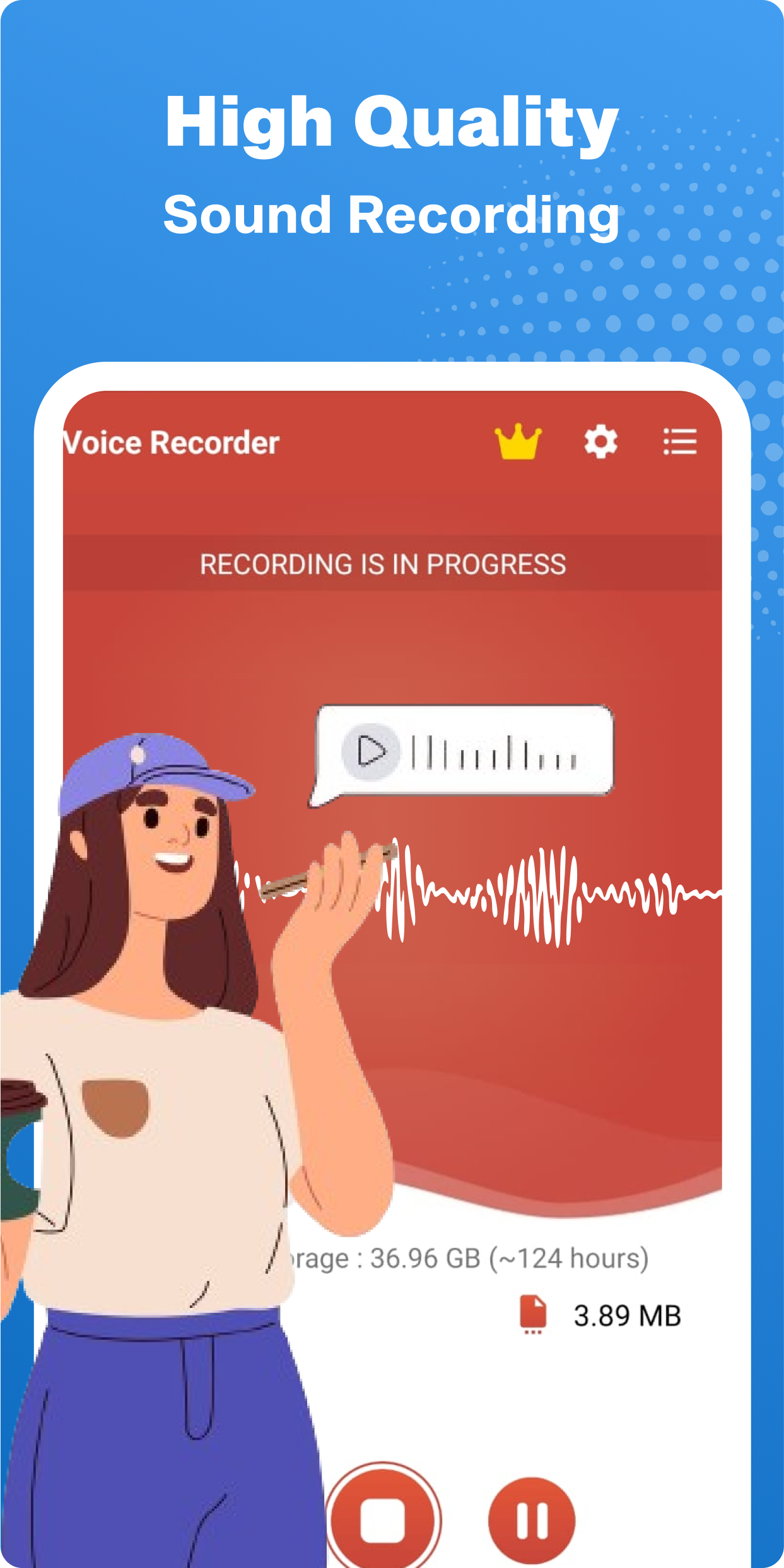 اسکرین شات 6 برنامه Voice Recorder : Recording App