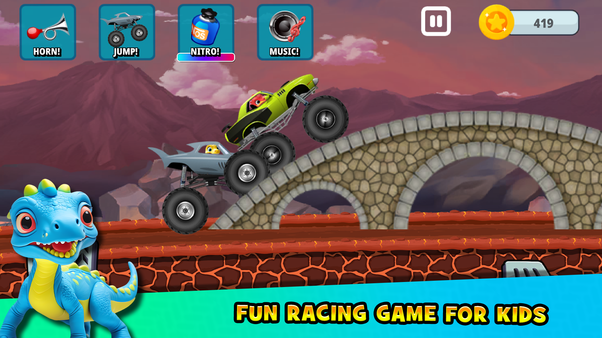 اسکرین شات 5 بازی Monster Trucks Dinosaur 4 Kids