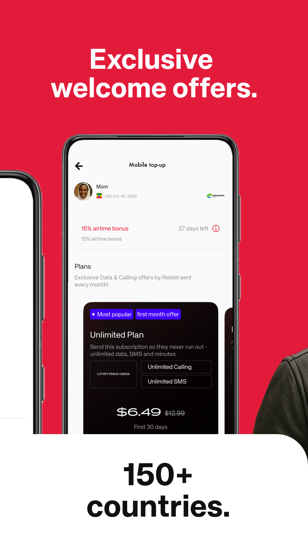 اسکرین شات 2 برنامه Rebtel: Recharges And Calls