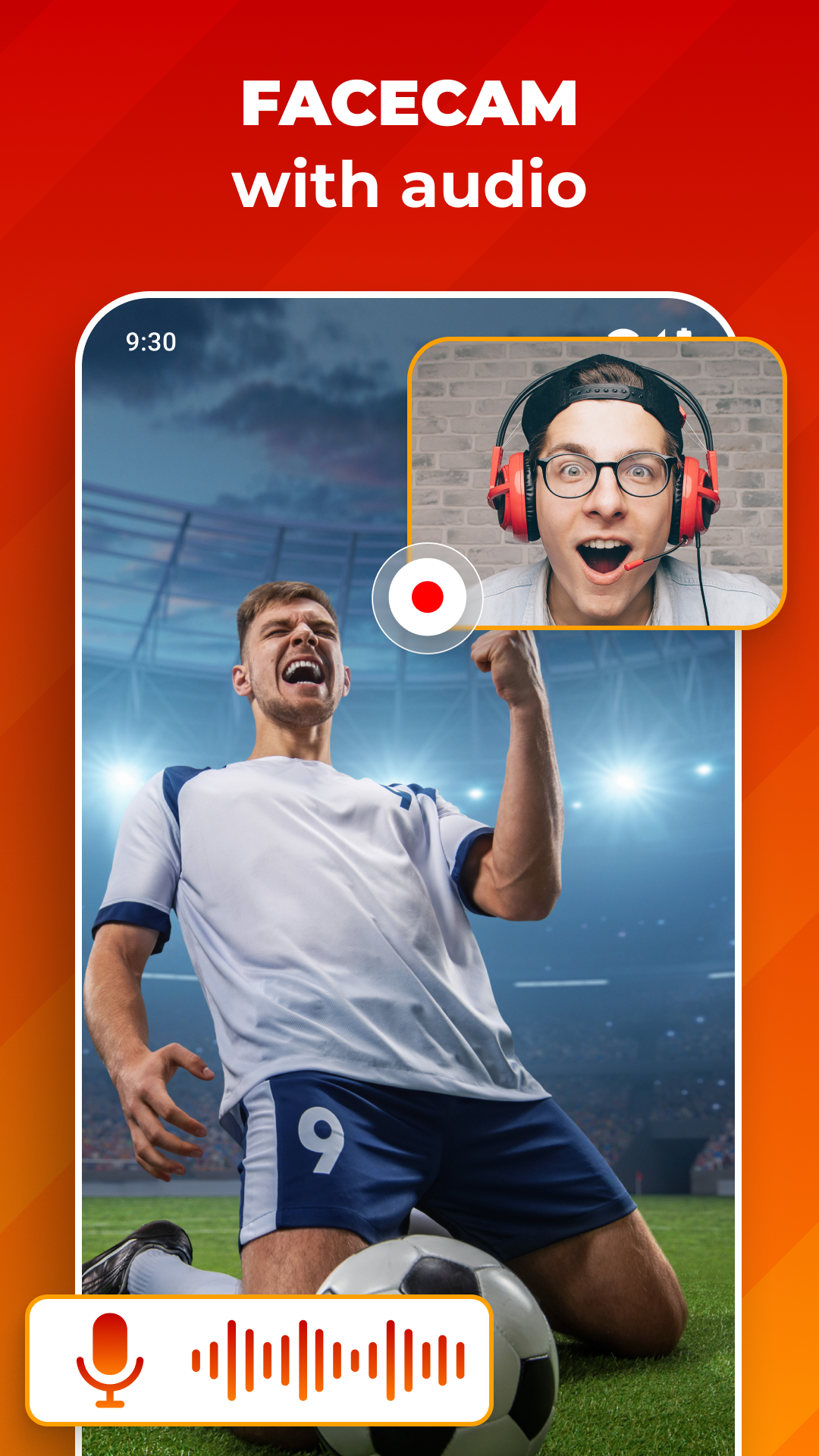 اسکرین شات 2 برنامه Screen Recorder: Facecam Audio