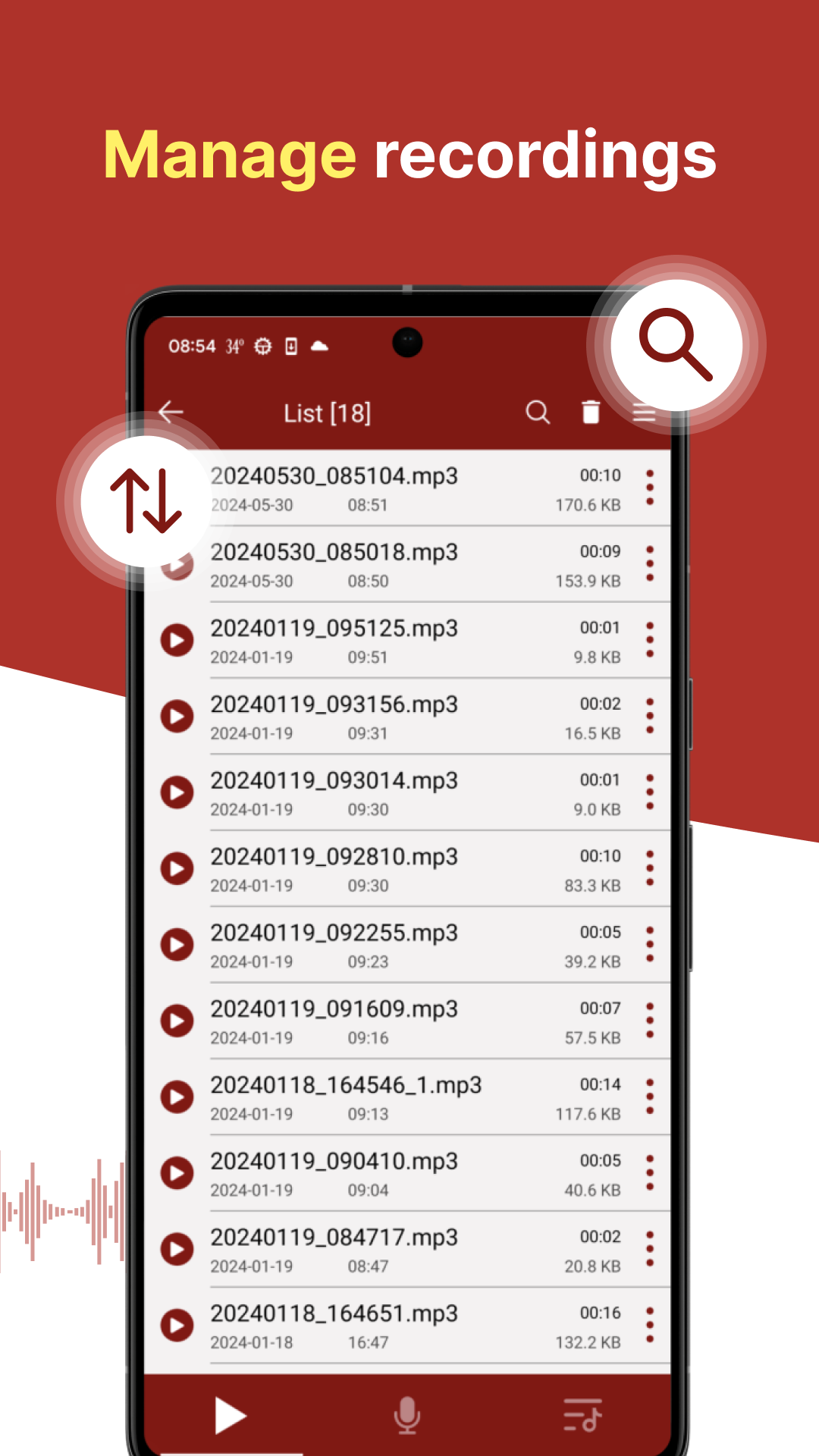 اسکرین شات 3 برنامه voice recorder - pro recorder