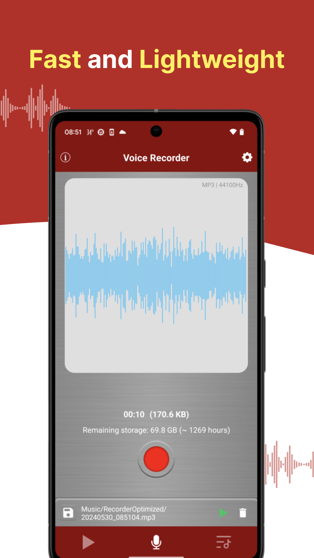 اسکرین شات 2 برنامه voice recorder - pro recorder