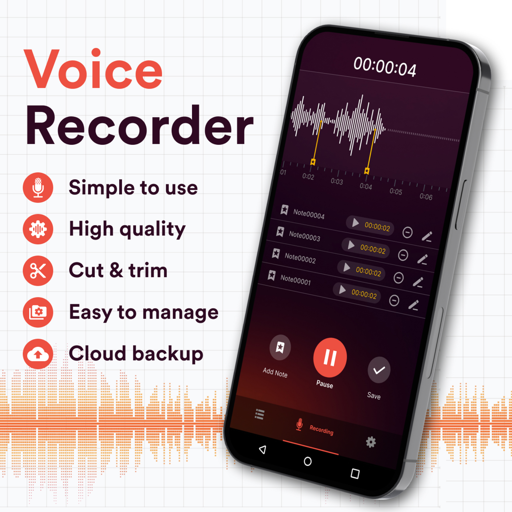 اسکرین شات 1 برنامه Voice Recorder, Voice Memos