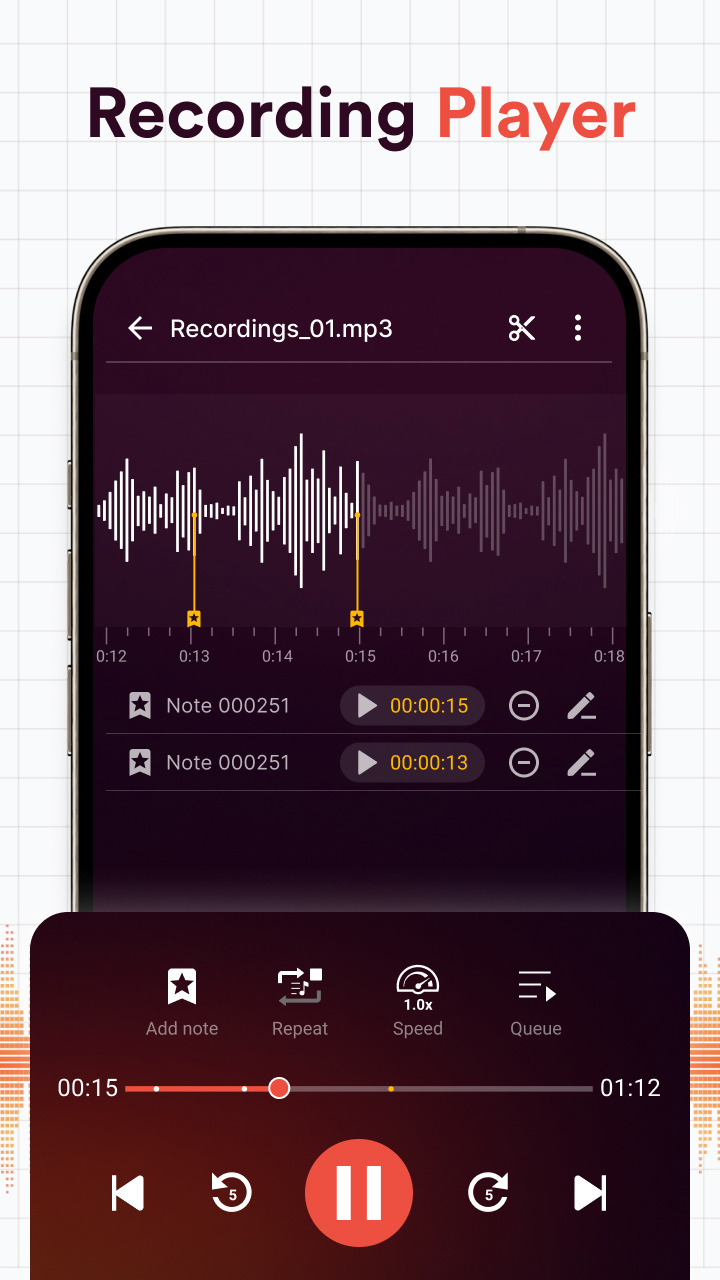 اسکرین شات 3 برنامه Voice Recorder, Voice Memos