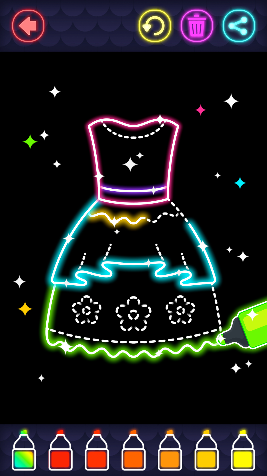 اسکرین شات 5 برنامه Glitter Dress Coloring Game