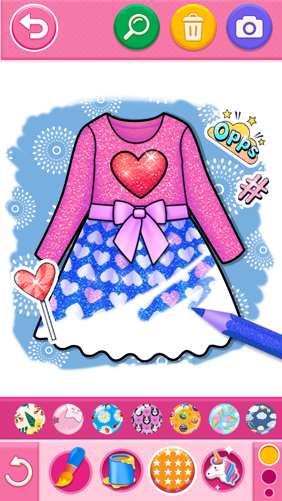 اسکرین شات 1 برنامه Glitter Dress Coloring Game