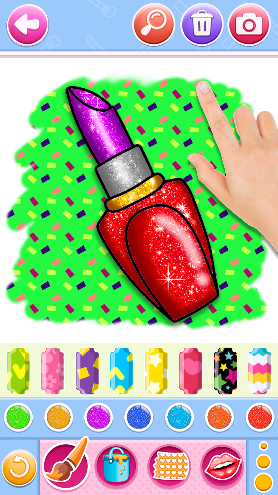 اسکرین شات 4 برنامه Glitter lips coloring game