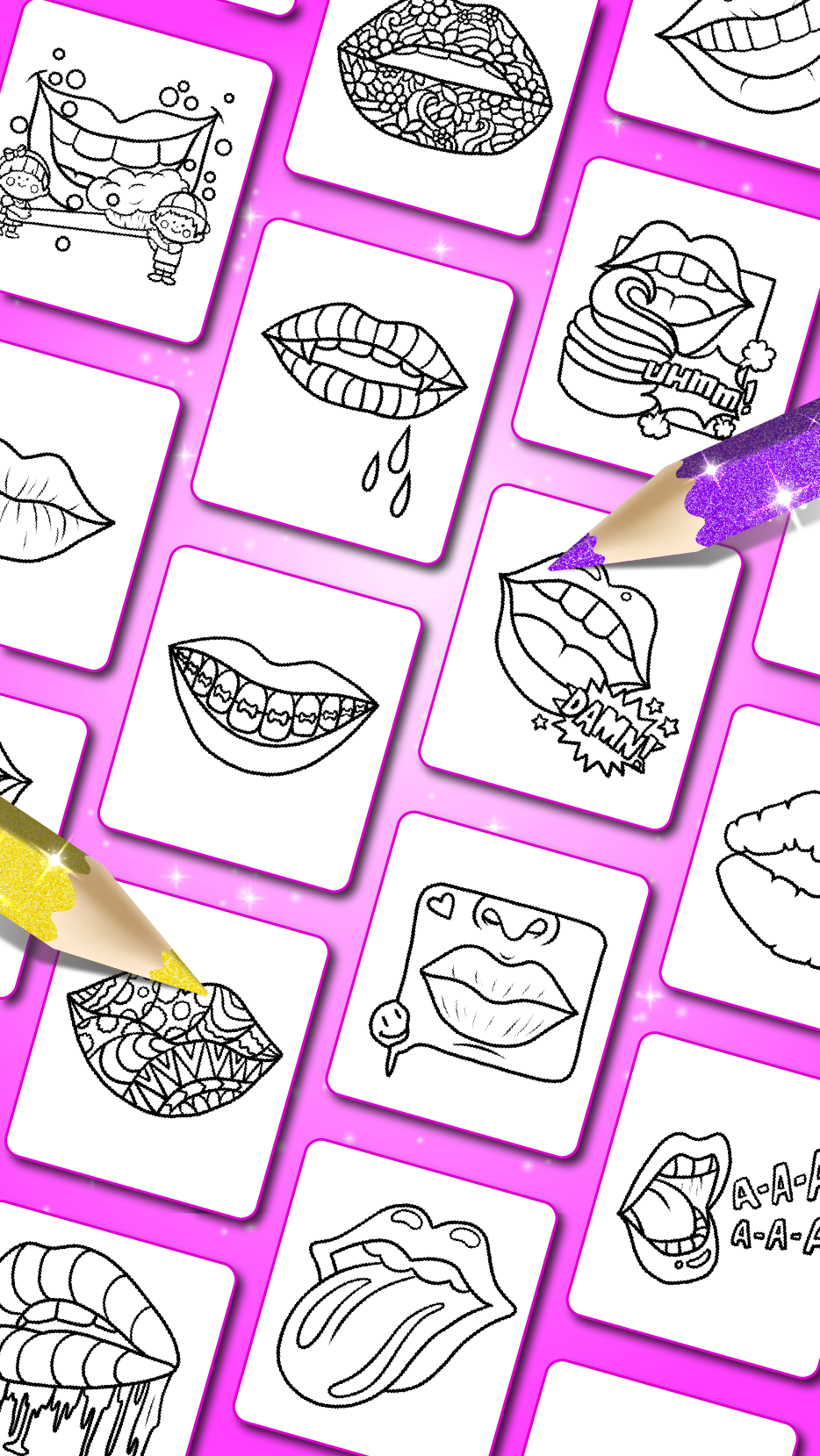 اسکرین شات 2 برنامه Glitter lips coloring game