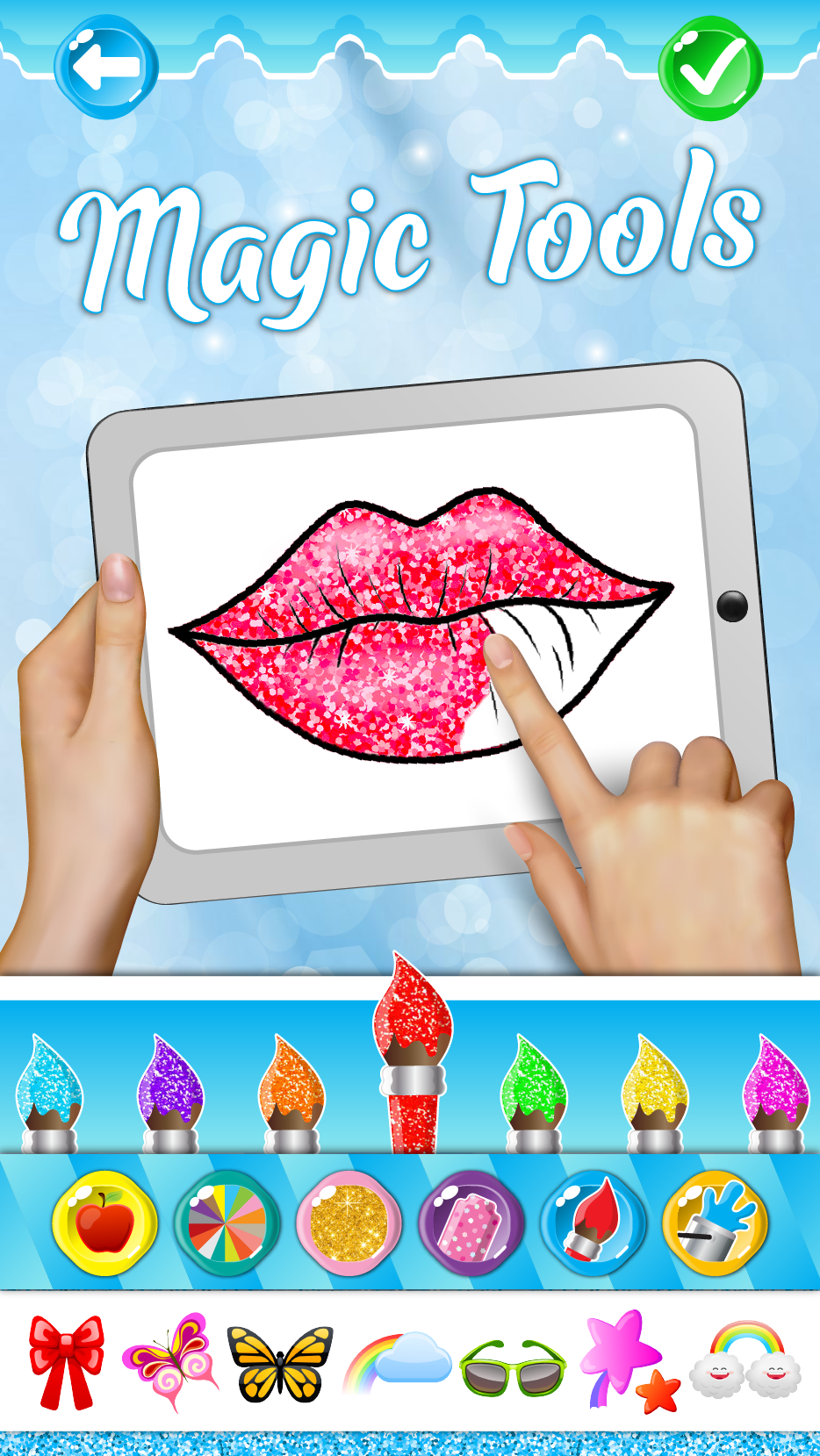 اسکرین شات 7 برنامه Glitter lips coloring game