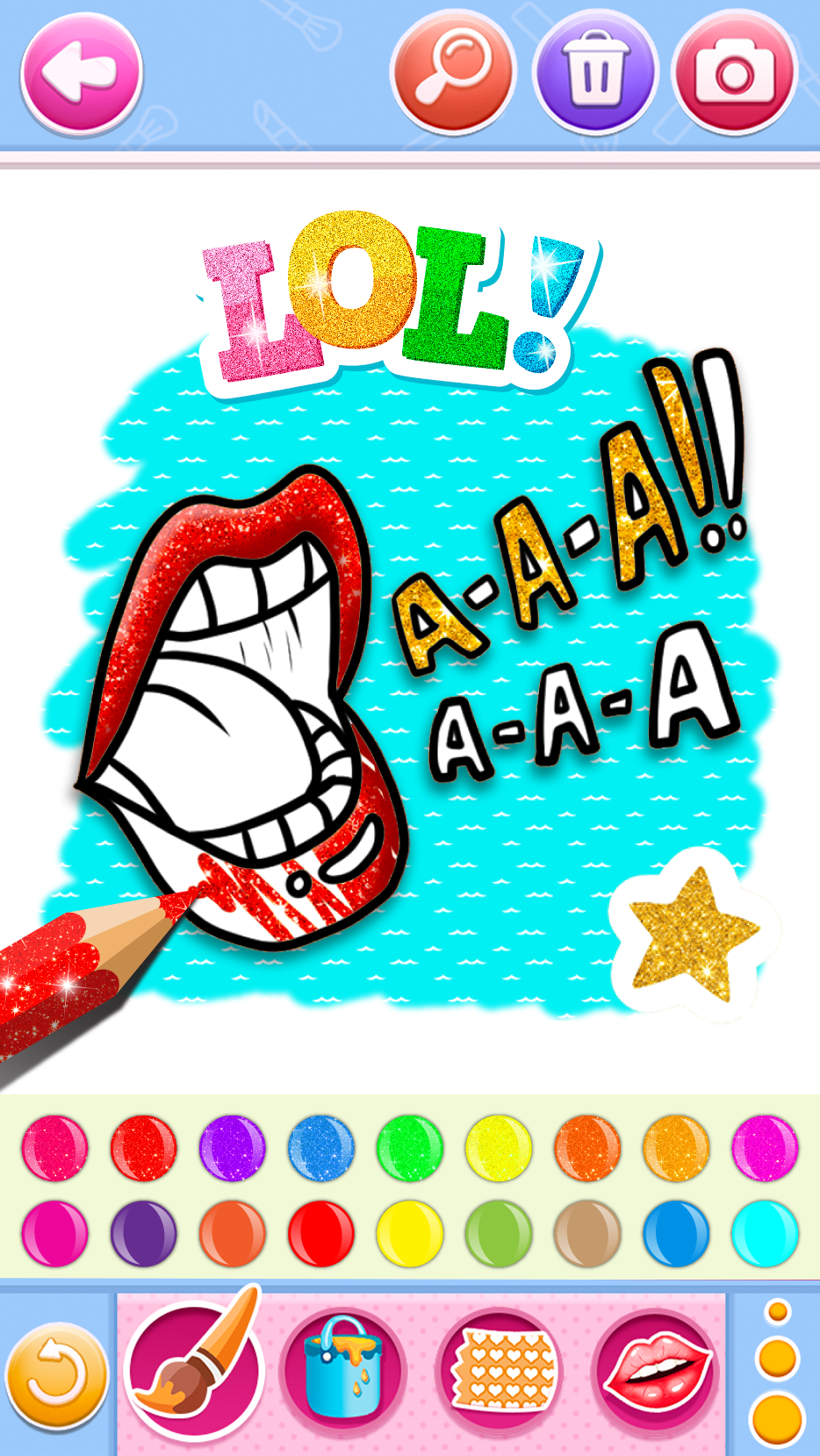 اسکرین شات 5 برنامه Glitter lips coloring game