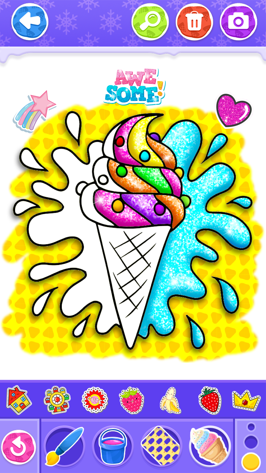 اسکرین شات 6 بازی Glitter Ice Cream Coloring