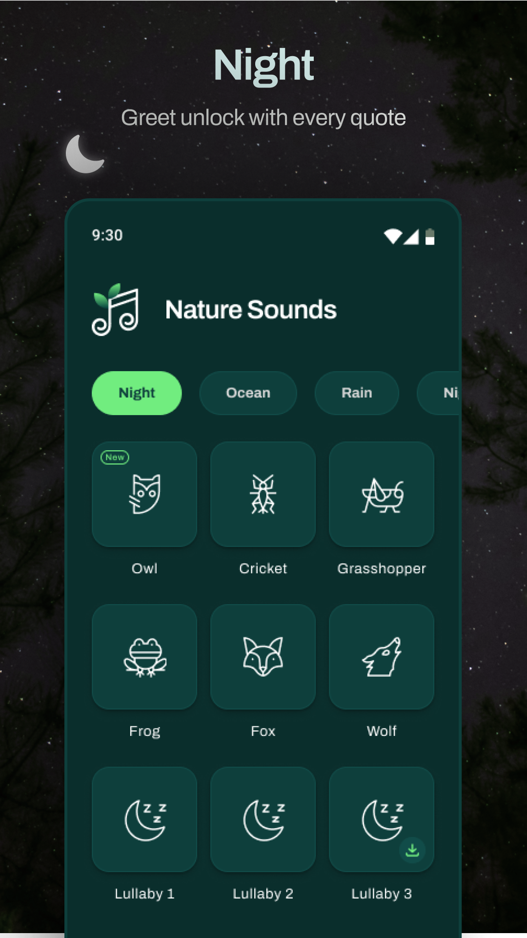 اسکرین شات 3 برنامه Relaxing Night Nature Sounds