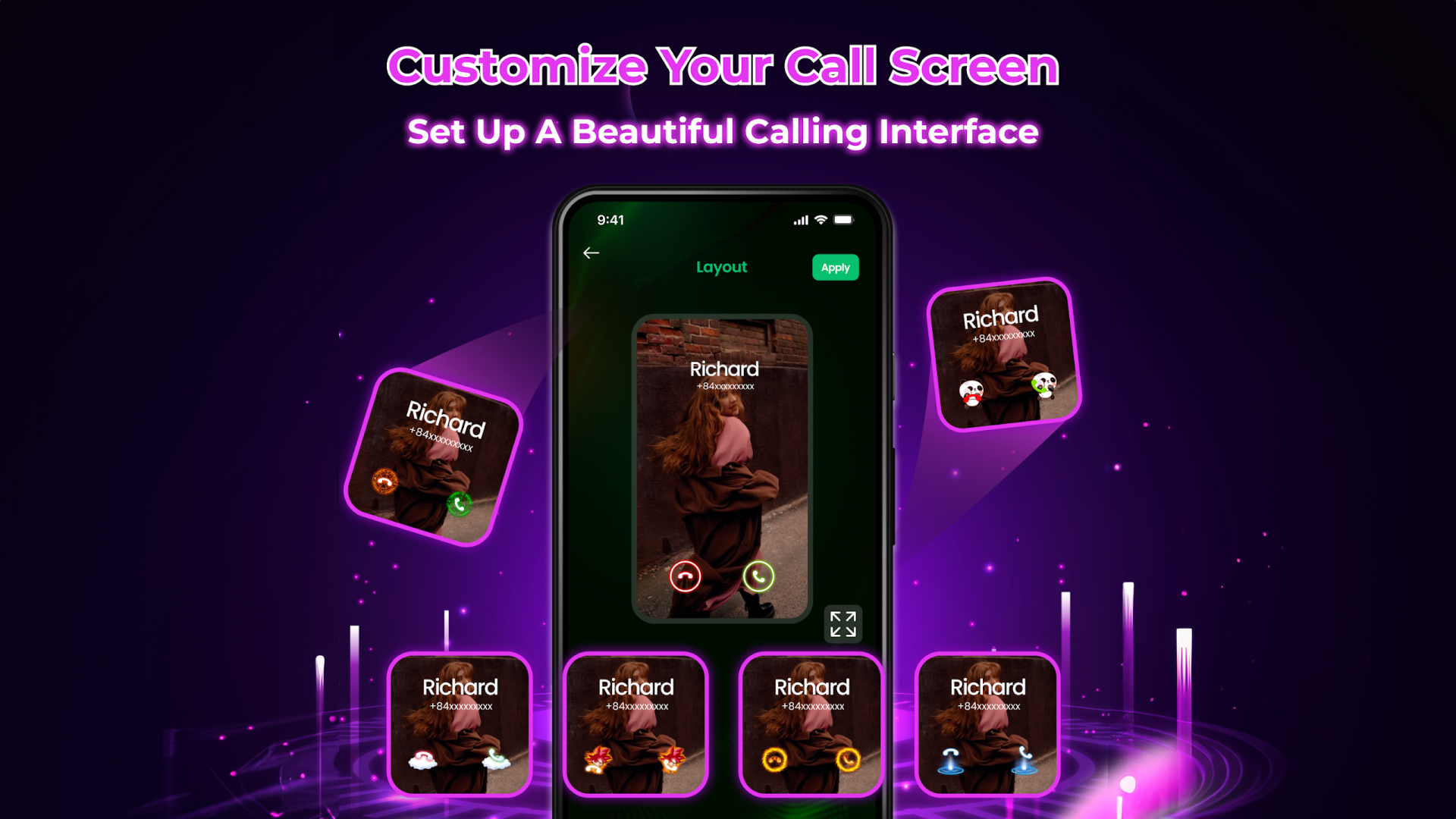اسکرین شات 3 برنامه Color Phone: Call Screen Theme