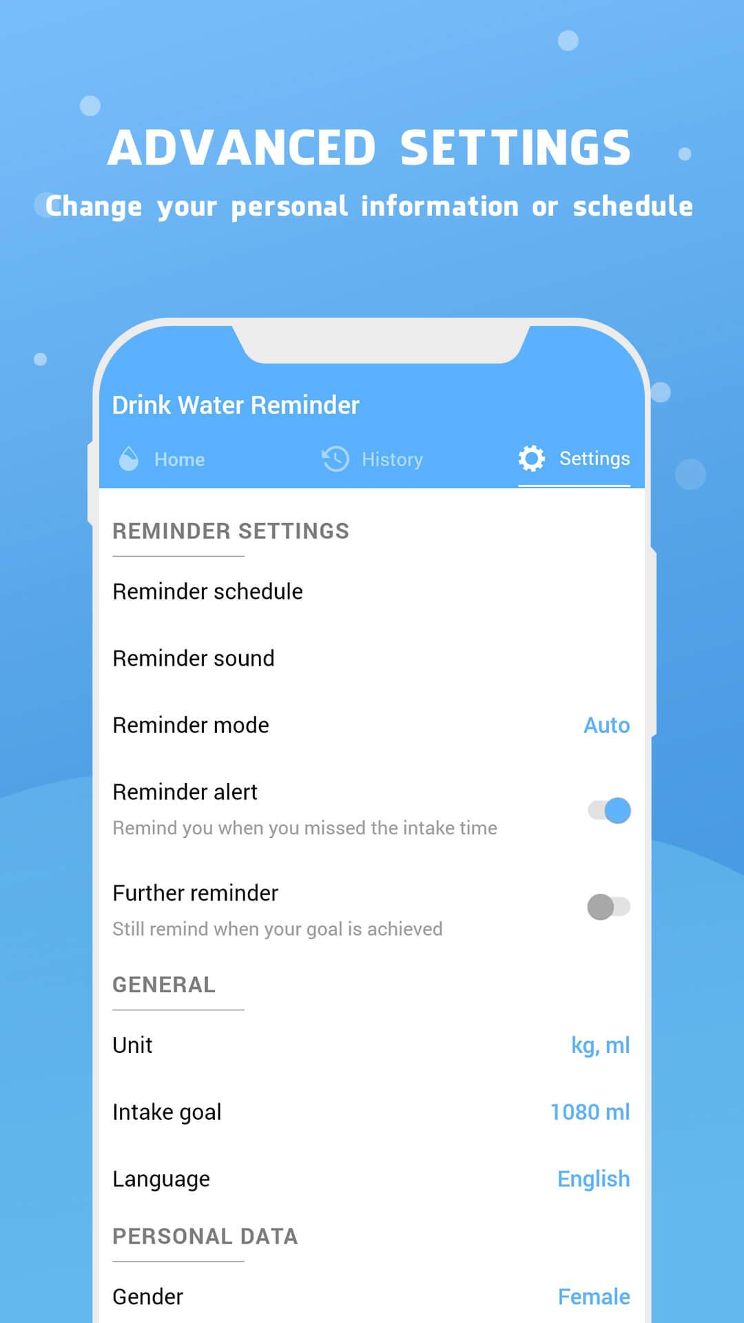 اسکرین شات 7 برنامه Water Reminder - Remind Drink