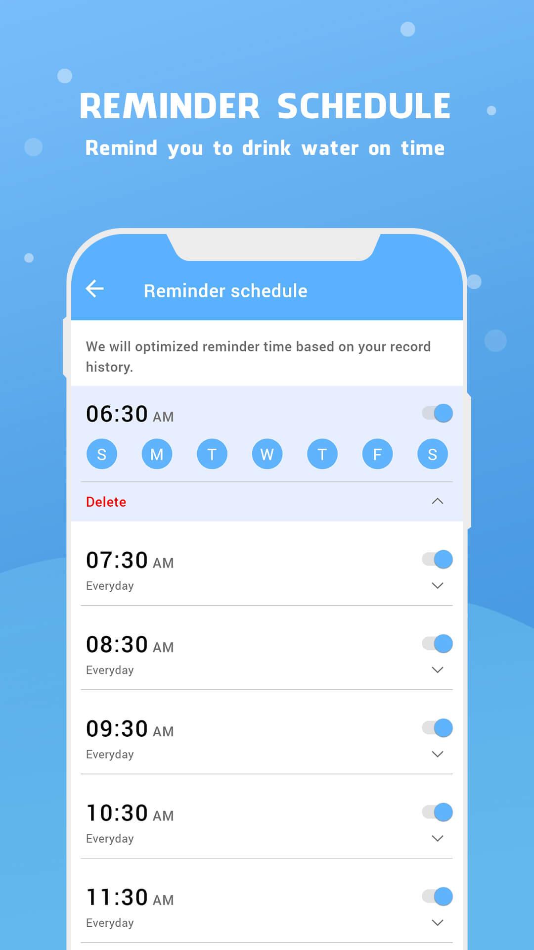 اسکرین شات 6 برنامه Water Reminder - Remind Drink