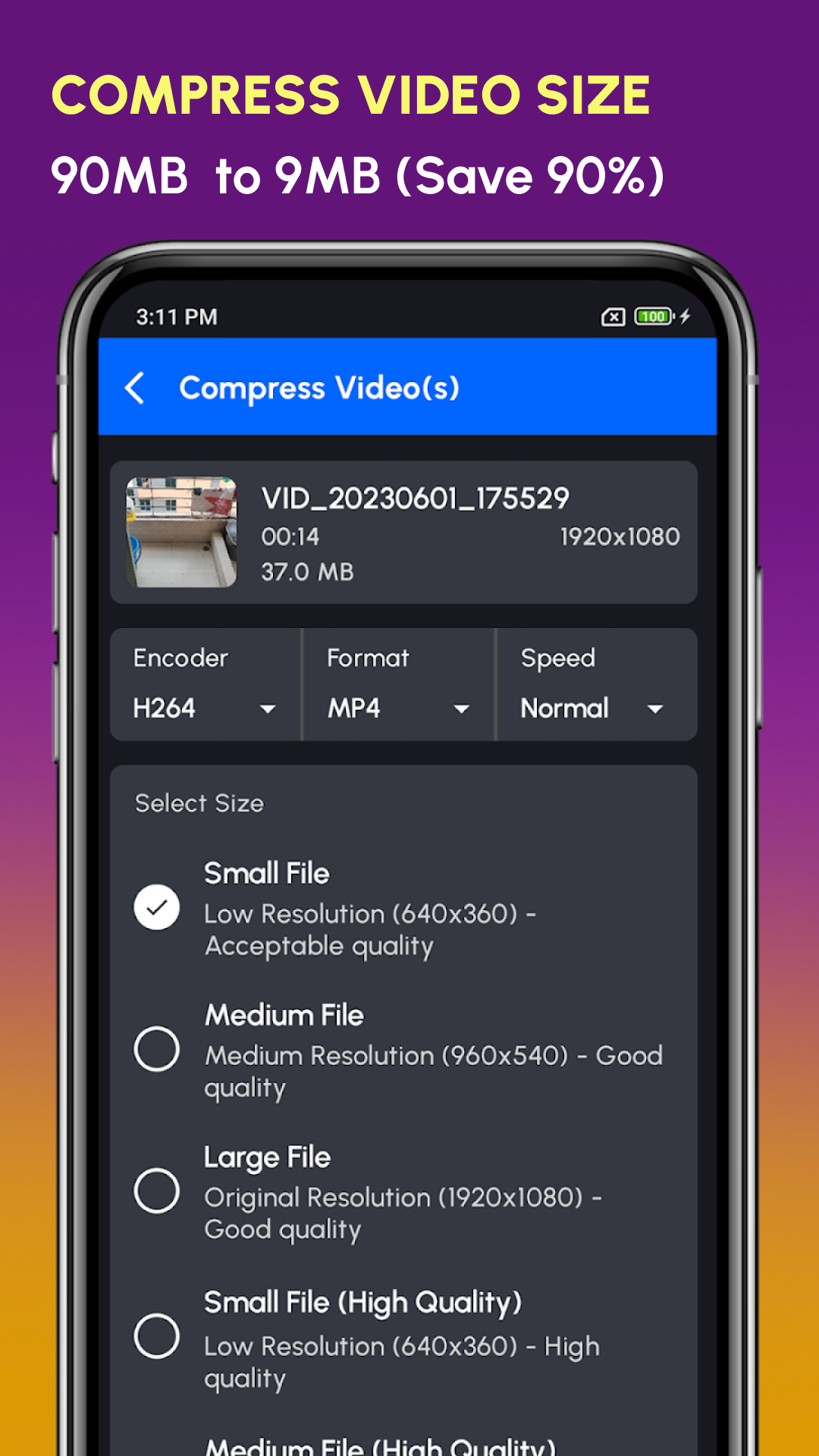 اسکرین شات 4 برنامه Resize Video, Compress & Crop
