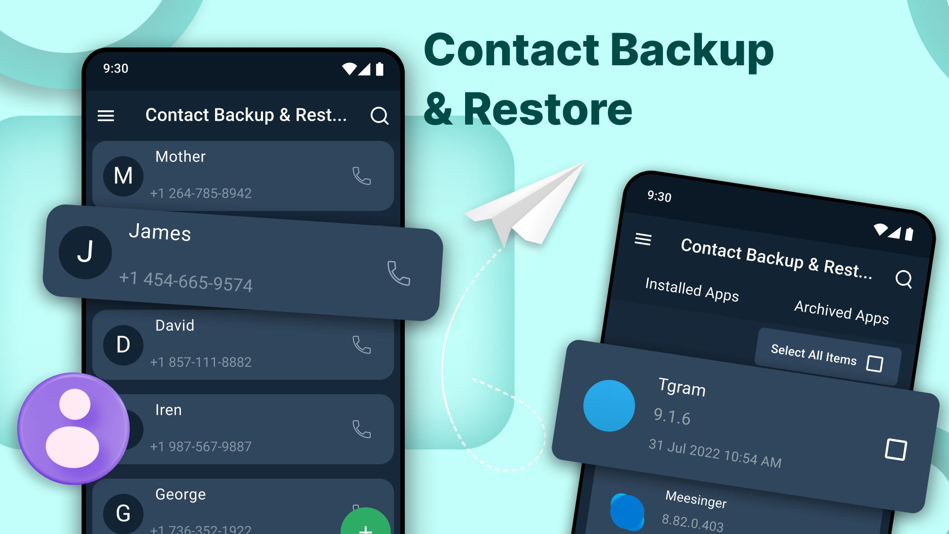 اسکرین شات 1 برنامه Contact Backup & Restore